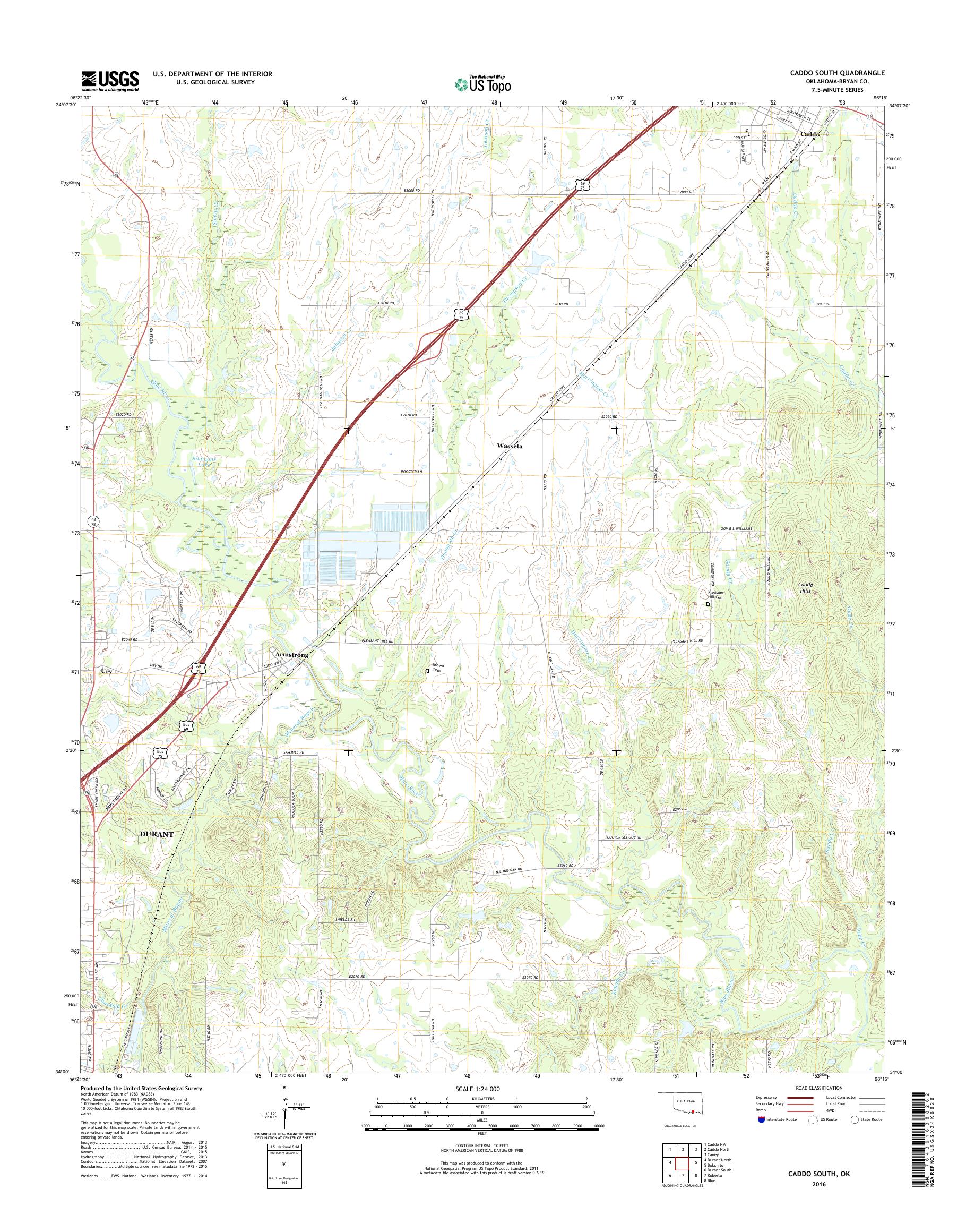MyTopo Caddo South, Oklahoma USGS Quad Topo Map