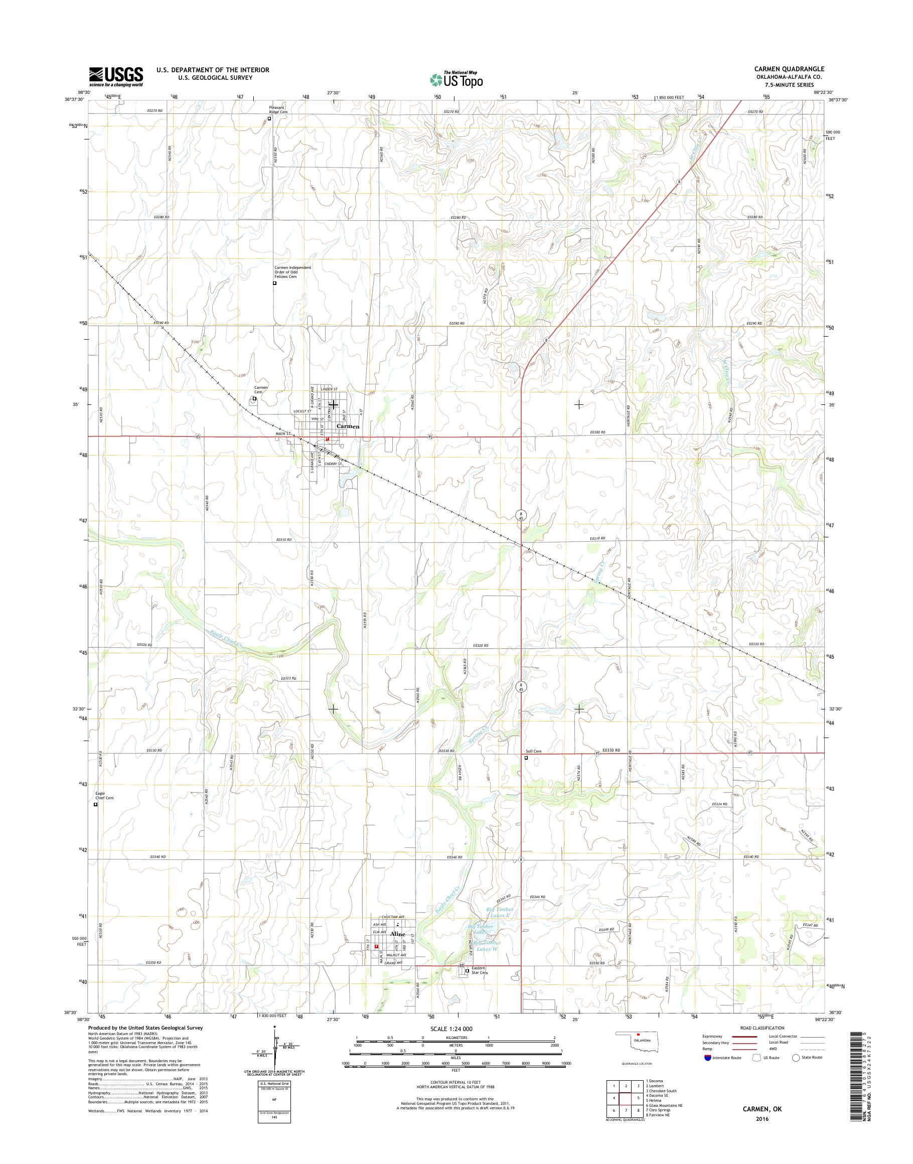 MyTopo Carmen, Oklahoma USGS Quad Topo Map