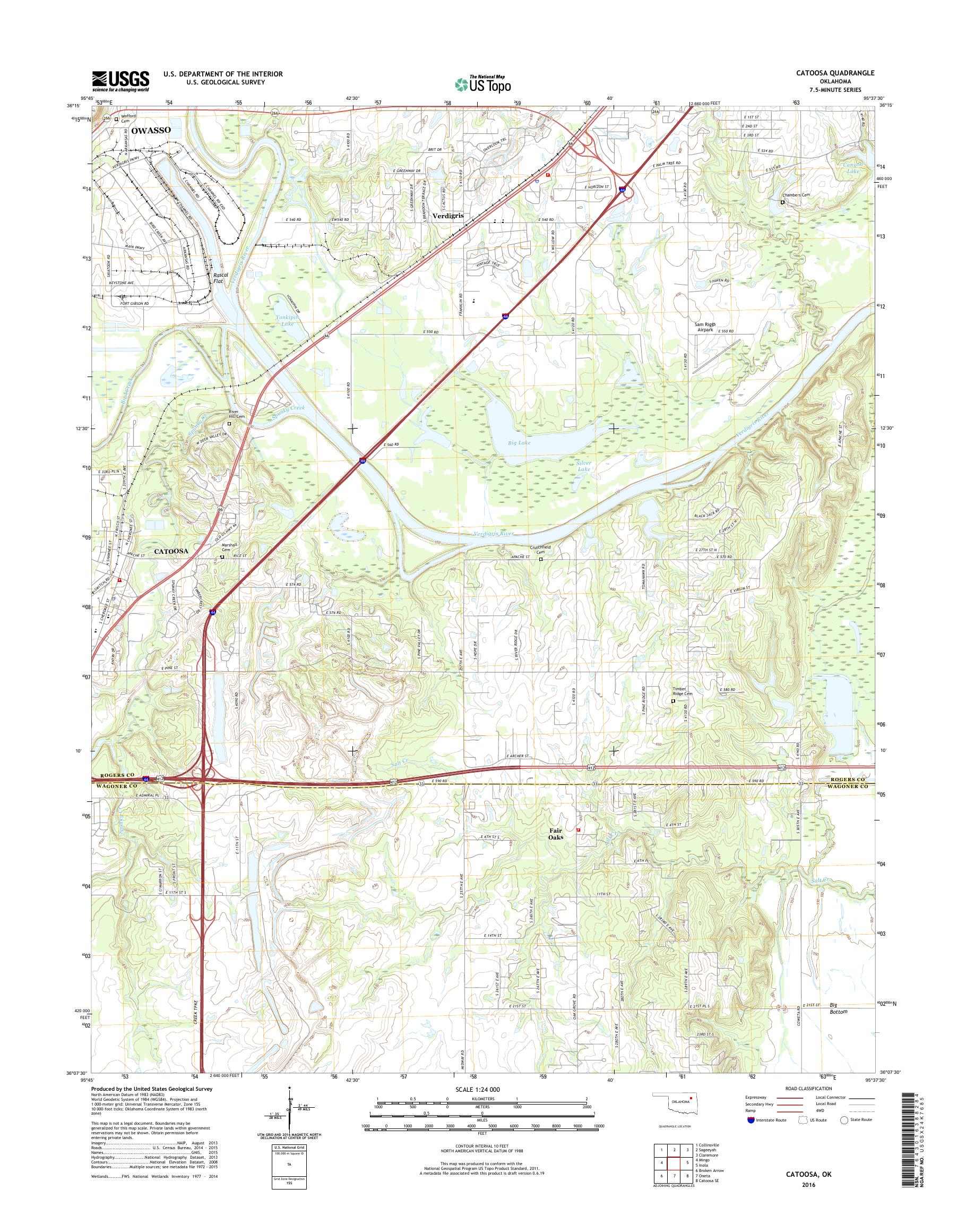 MyTopo Catoosa, Oklahoma USGS Quad Topo Map