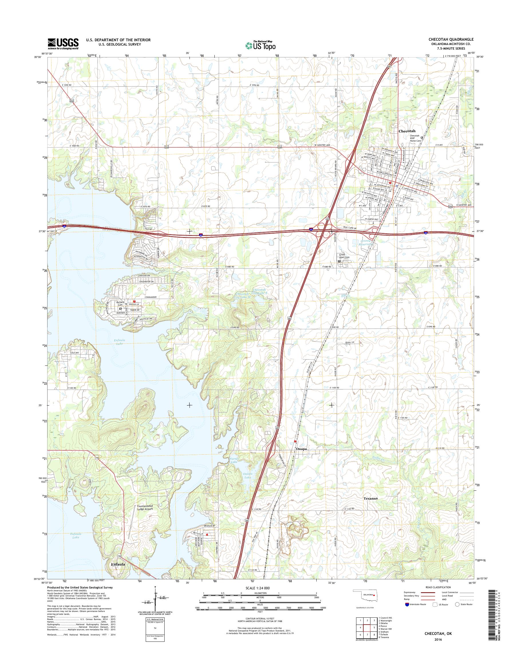 MyTopo Checotah, Oklahoma USGS Quad Topo Map