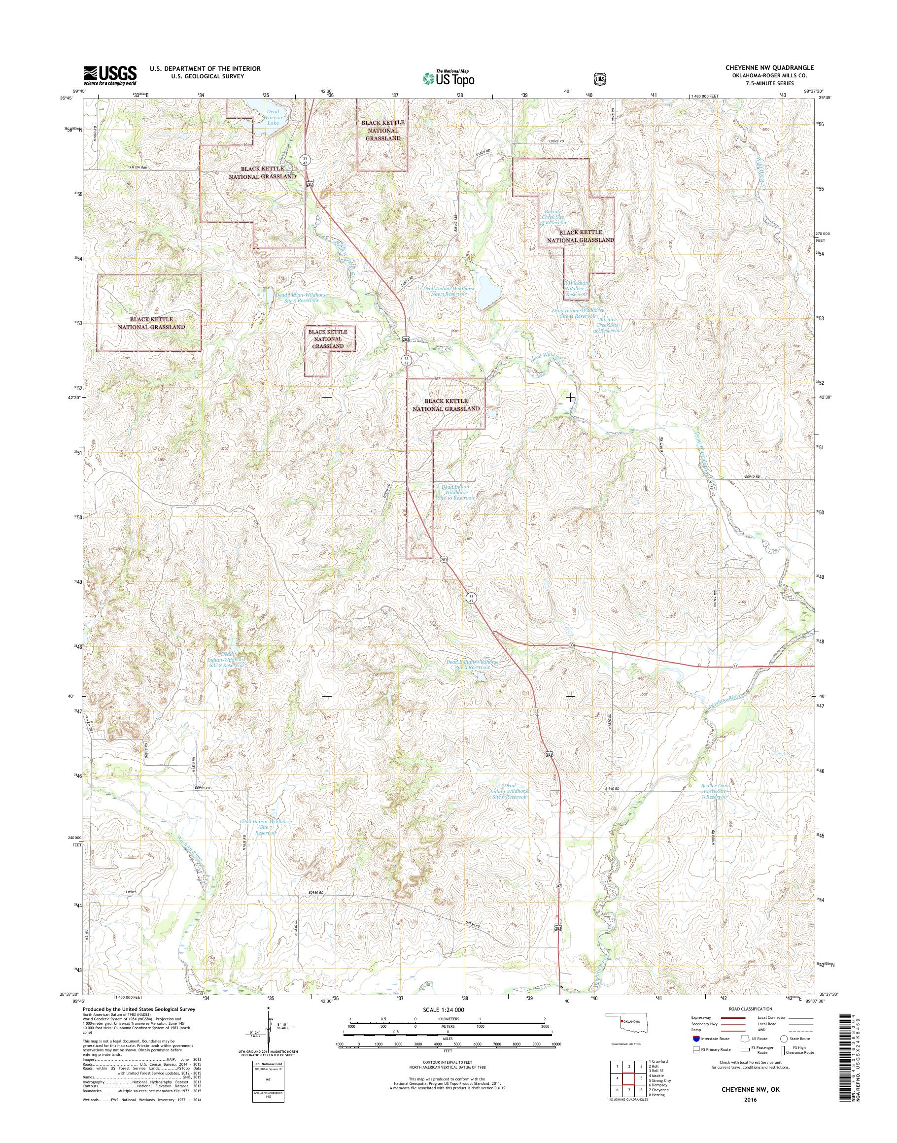 MyTopo Cheyenne NW, Oklahoma USGS Quad Topo Map