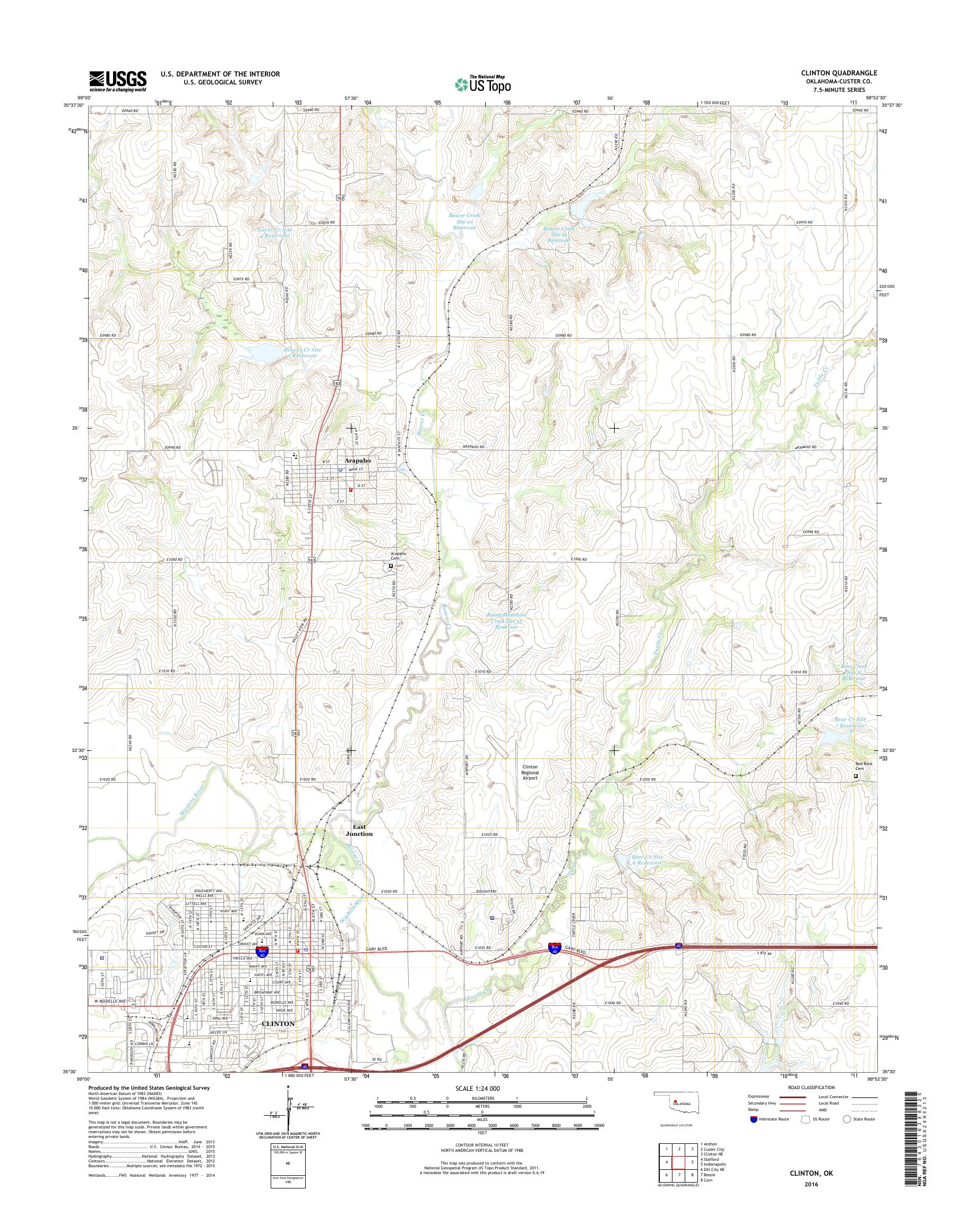 MyTopo Clinton, Oklahoma USGS Quad Topo Map