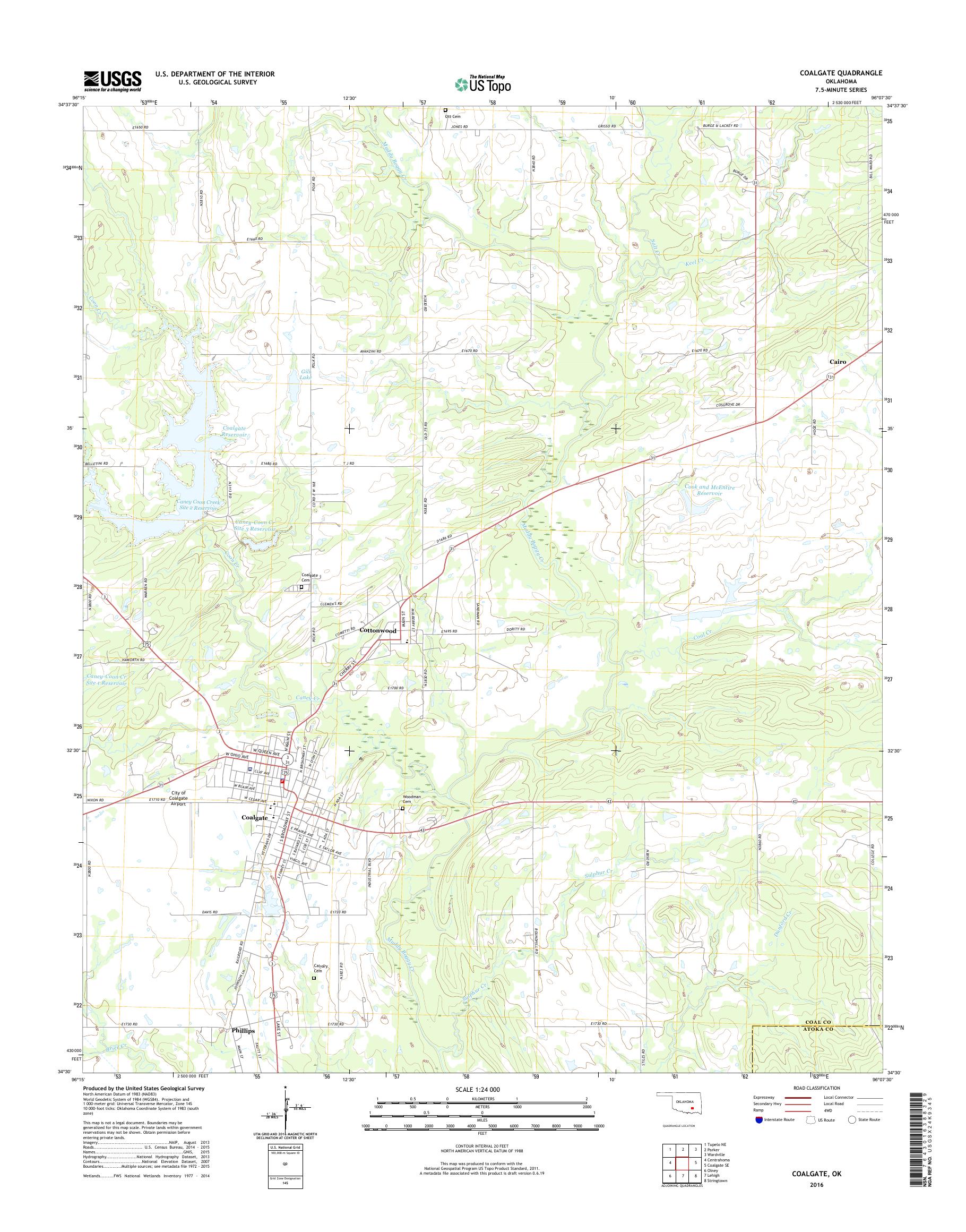 MyTopo Coalgate, Oklahoma USGS Quad Topo Map