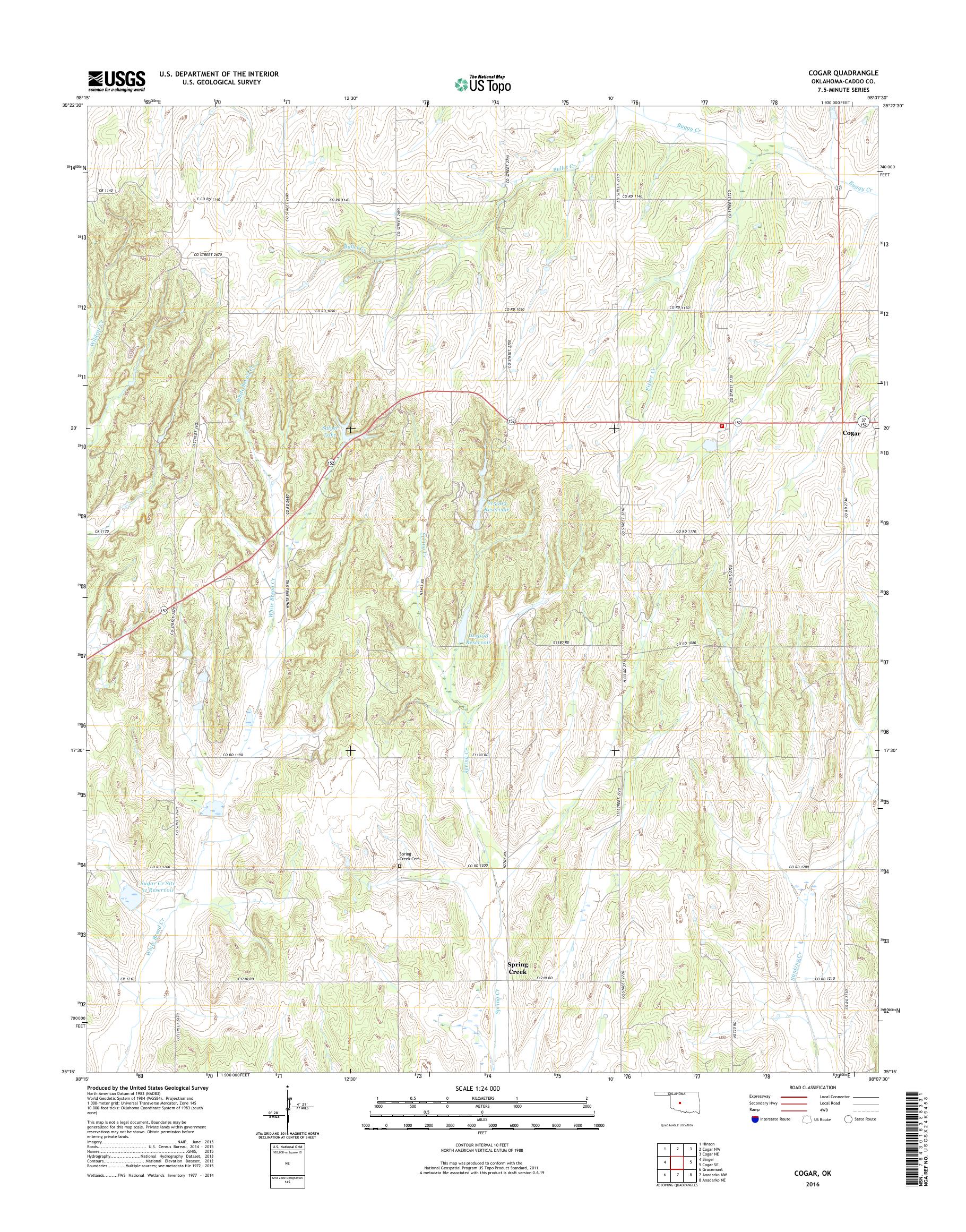 MyTopo Cogar, Oklahoma USGS Quad Topo Map