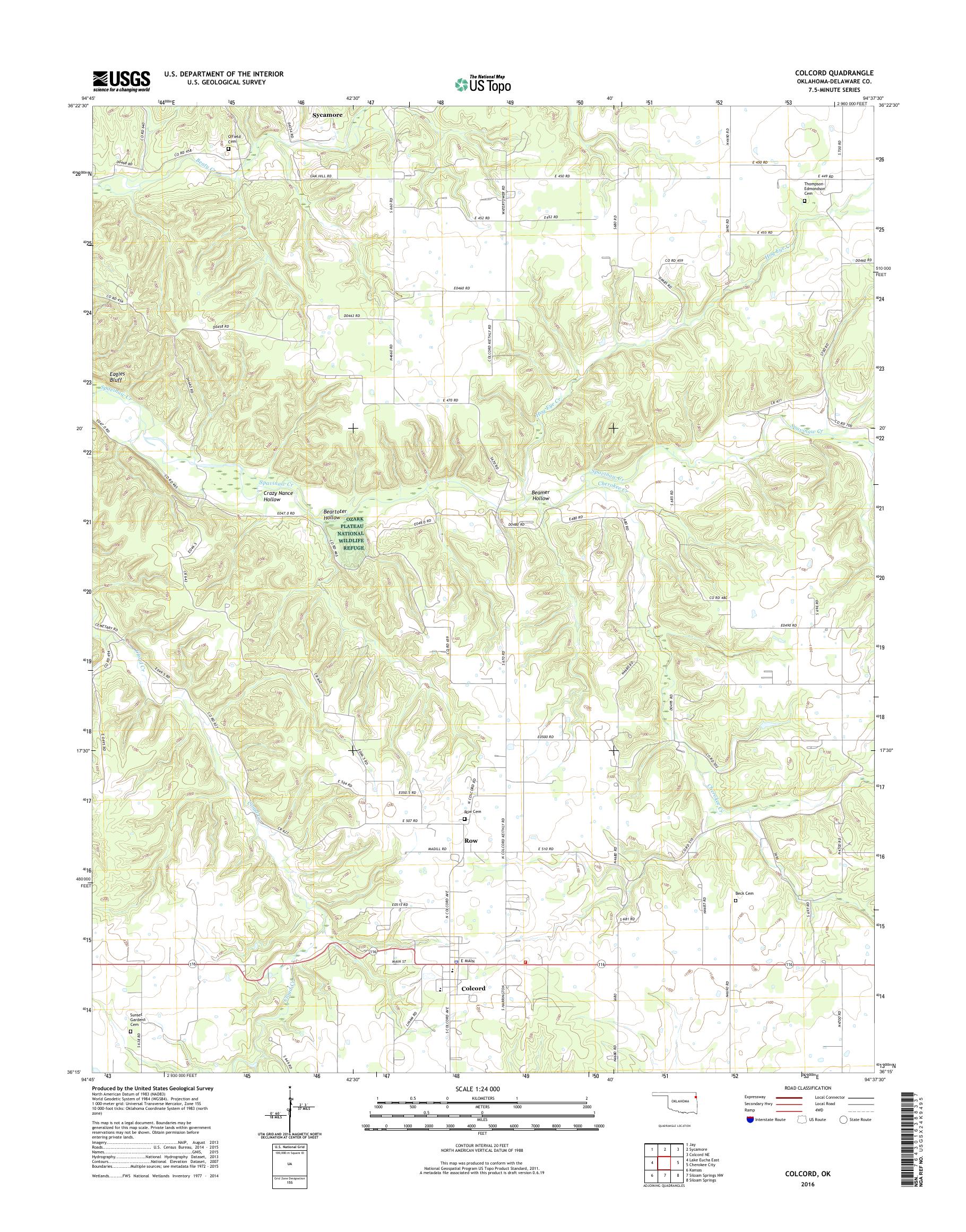 MyTopo Colcord, Oklahoma USGS Quad Topo Map