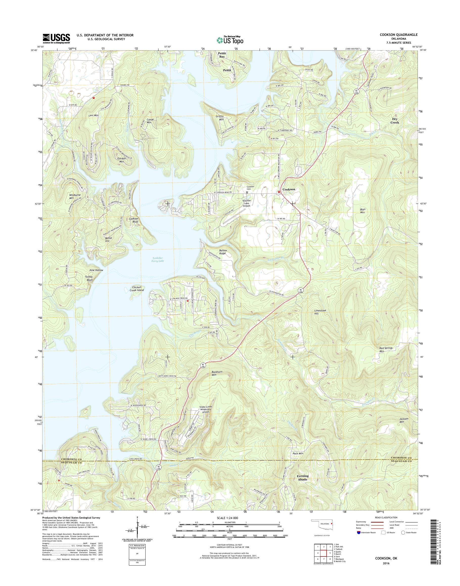 MyTopo Cookson, Oklahoma USGS Quad Topo Map
