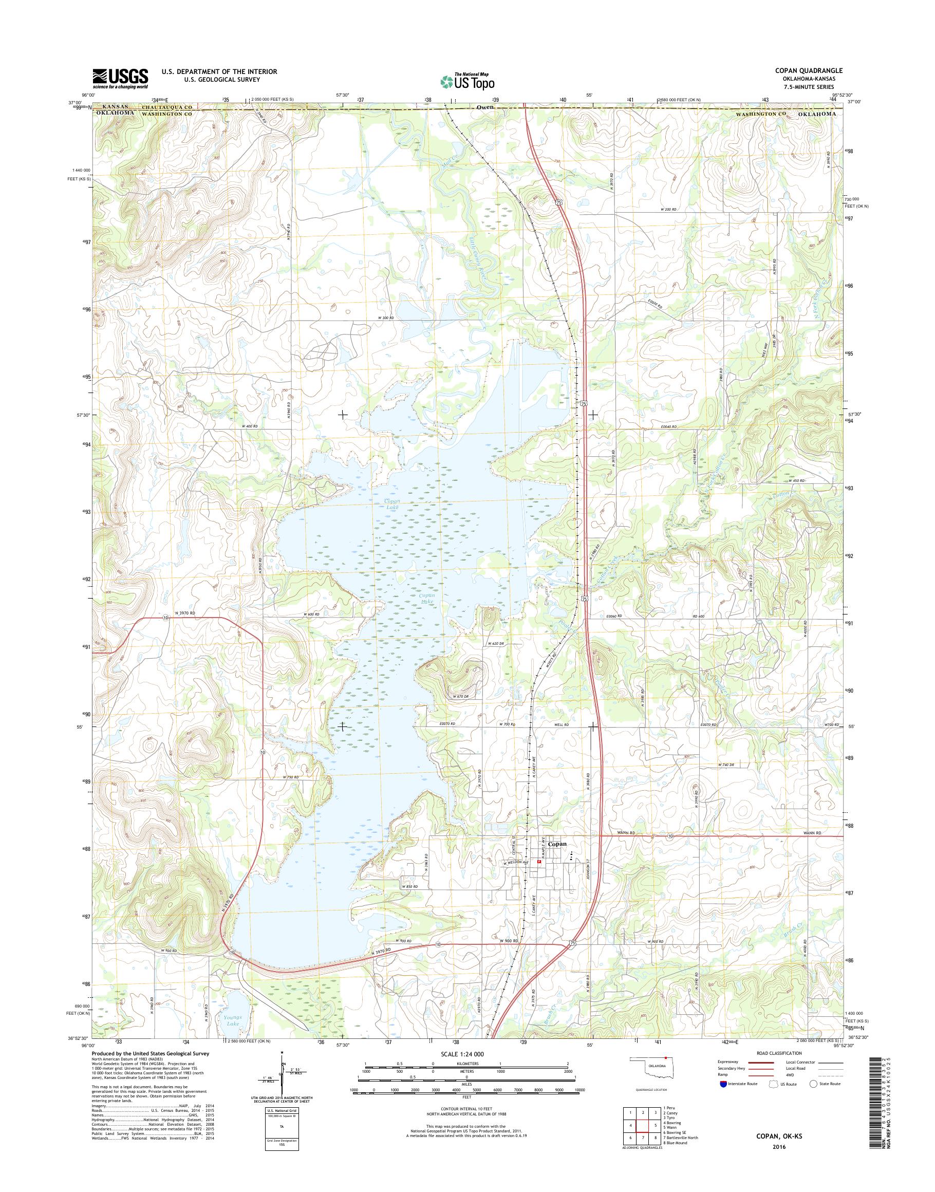 MyTopo Copan, Oklahoma USGS Quad Topo Map