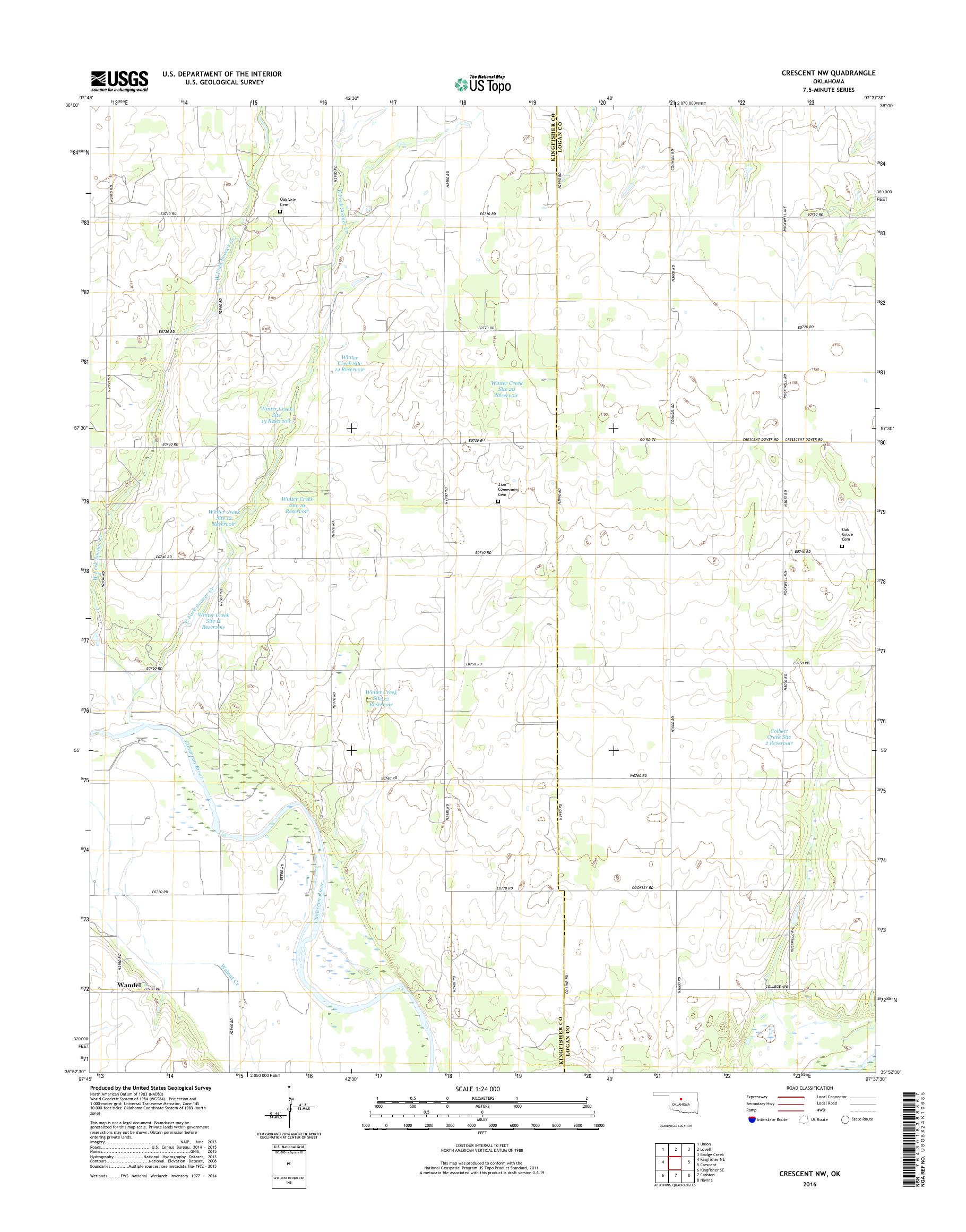 MyTopo Crescent NW, Oklahoma USGS Quad Topo Map