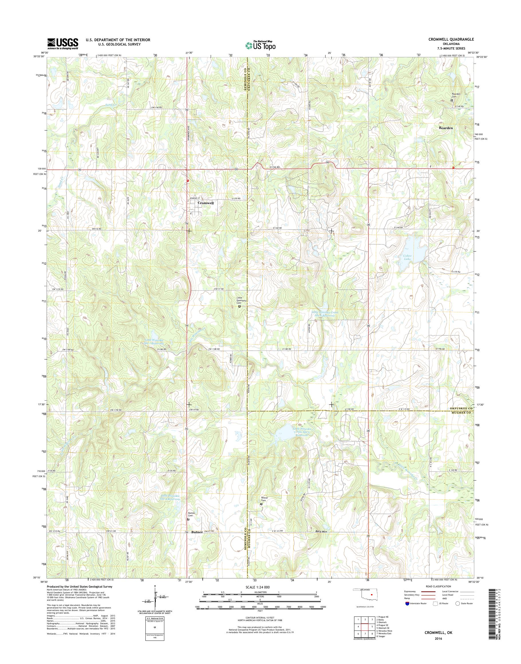 MyTopo Cromwell, Oklahoma USGS Quad Topo Map