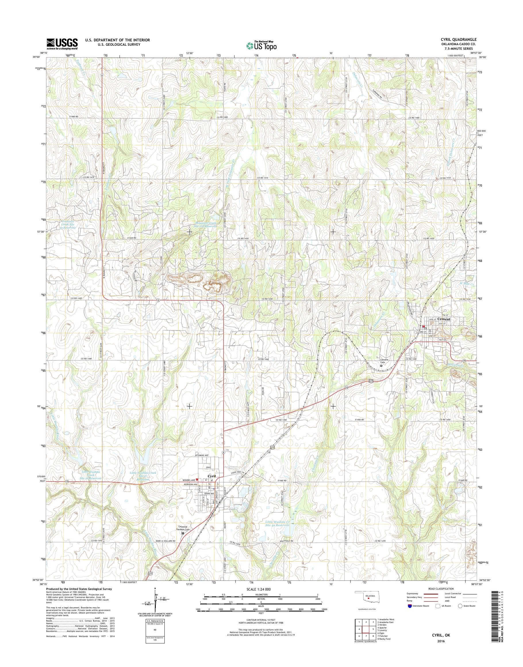 MyTopo Cyril, Oklahoma USGS Quad Topo Map
