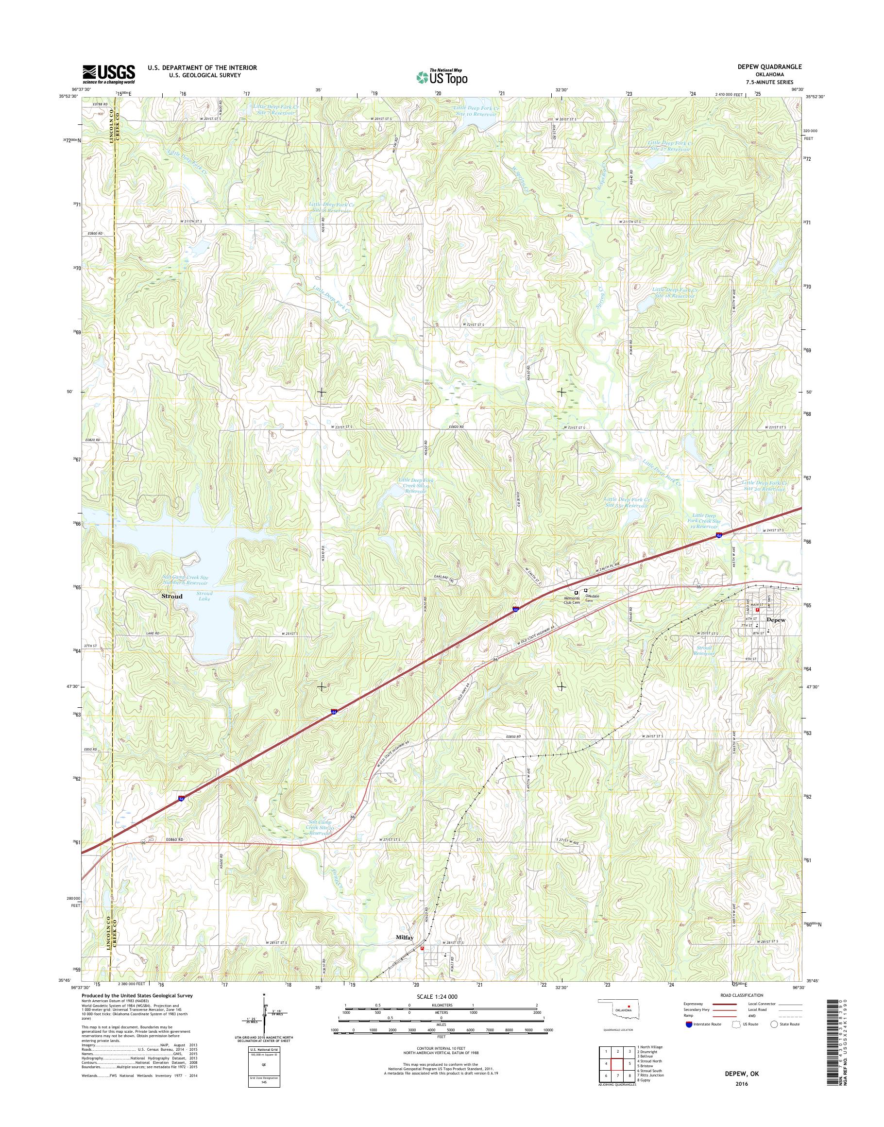MyTopo Depew, Oklahoma USGS Quad Topo Map