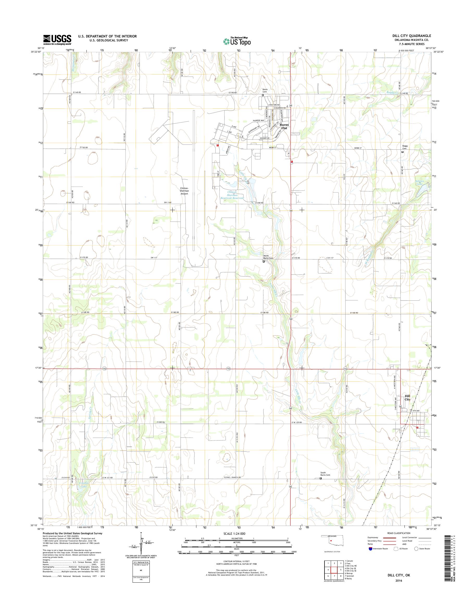 MyTopo Dill City, Oklahoma USGS Quad Topo Map