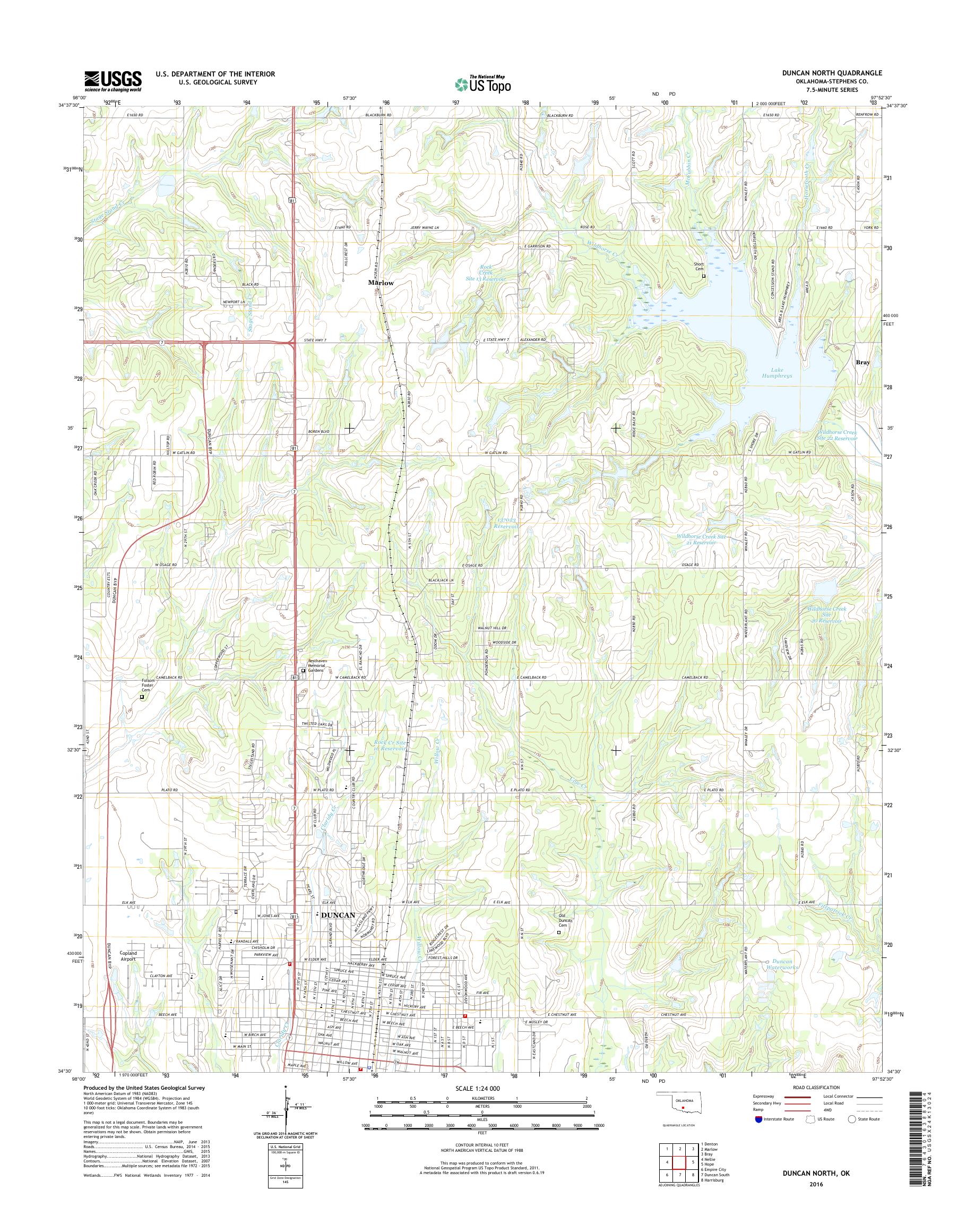 MyTopo Duncan North, Oklahoma USGS Quad Topo Map