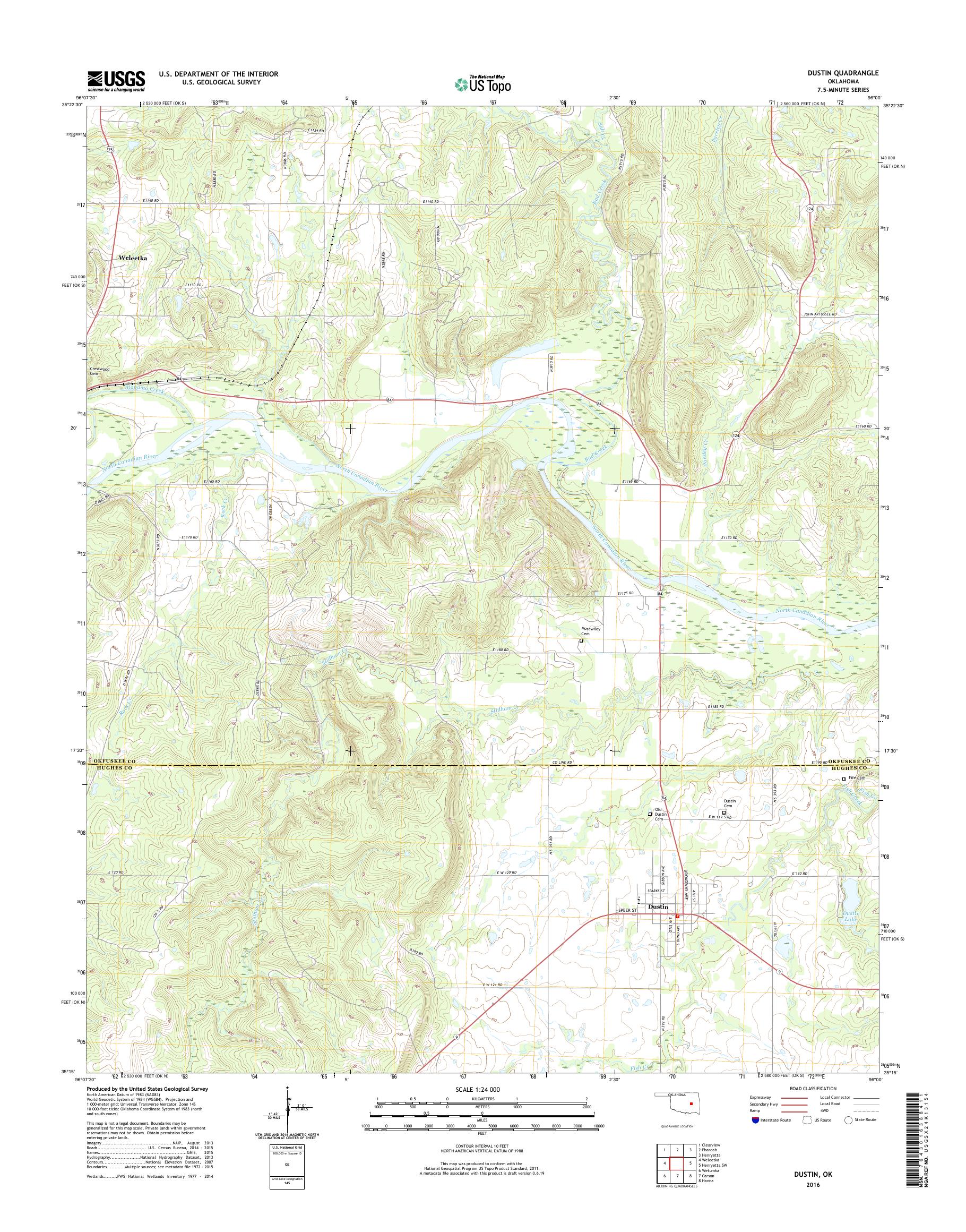 MyTopo Dustin, Oklahoma USGS Quad Topo Map