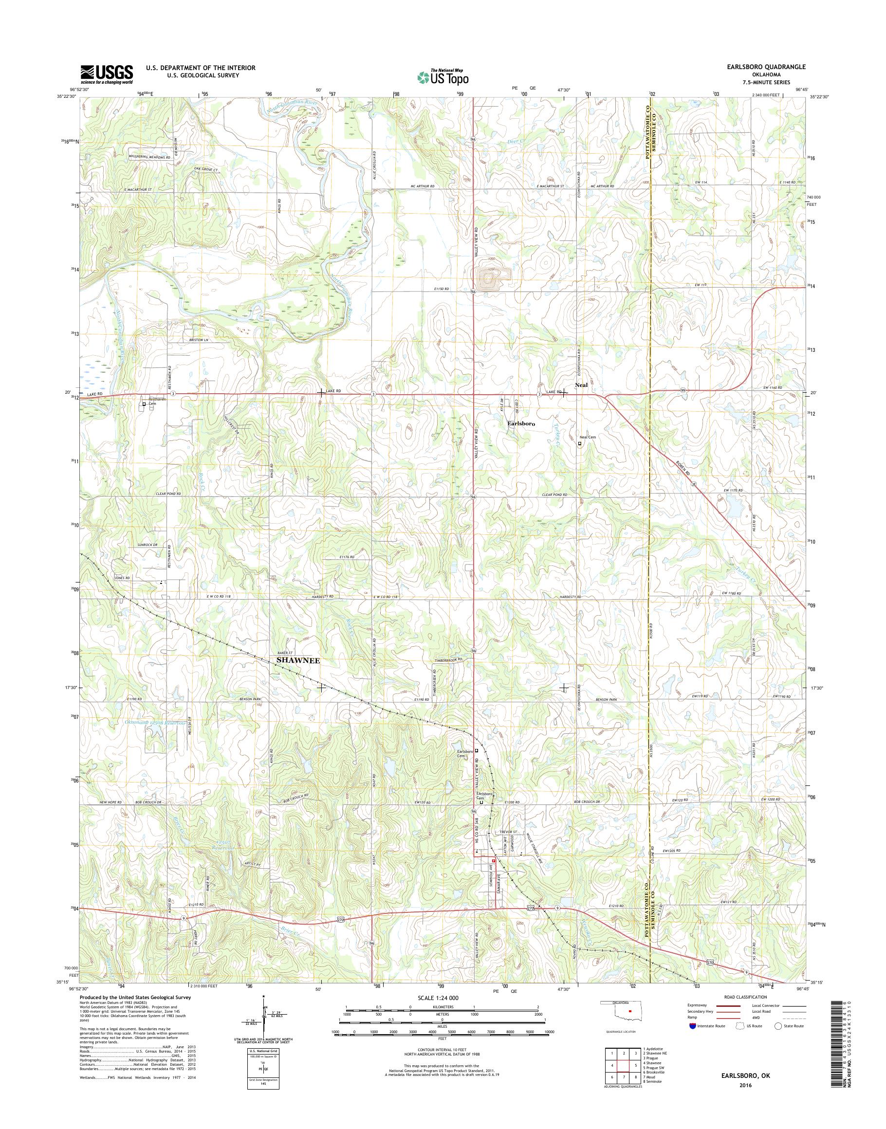 MyTopo Earlsboro, Oklahoma USGS Quad Topo Map