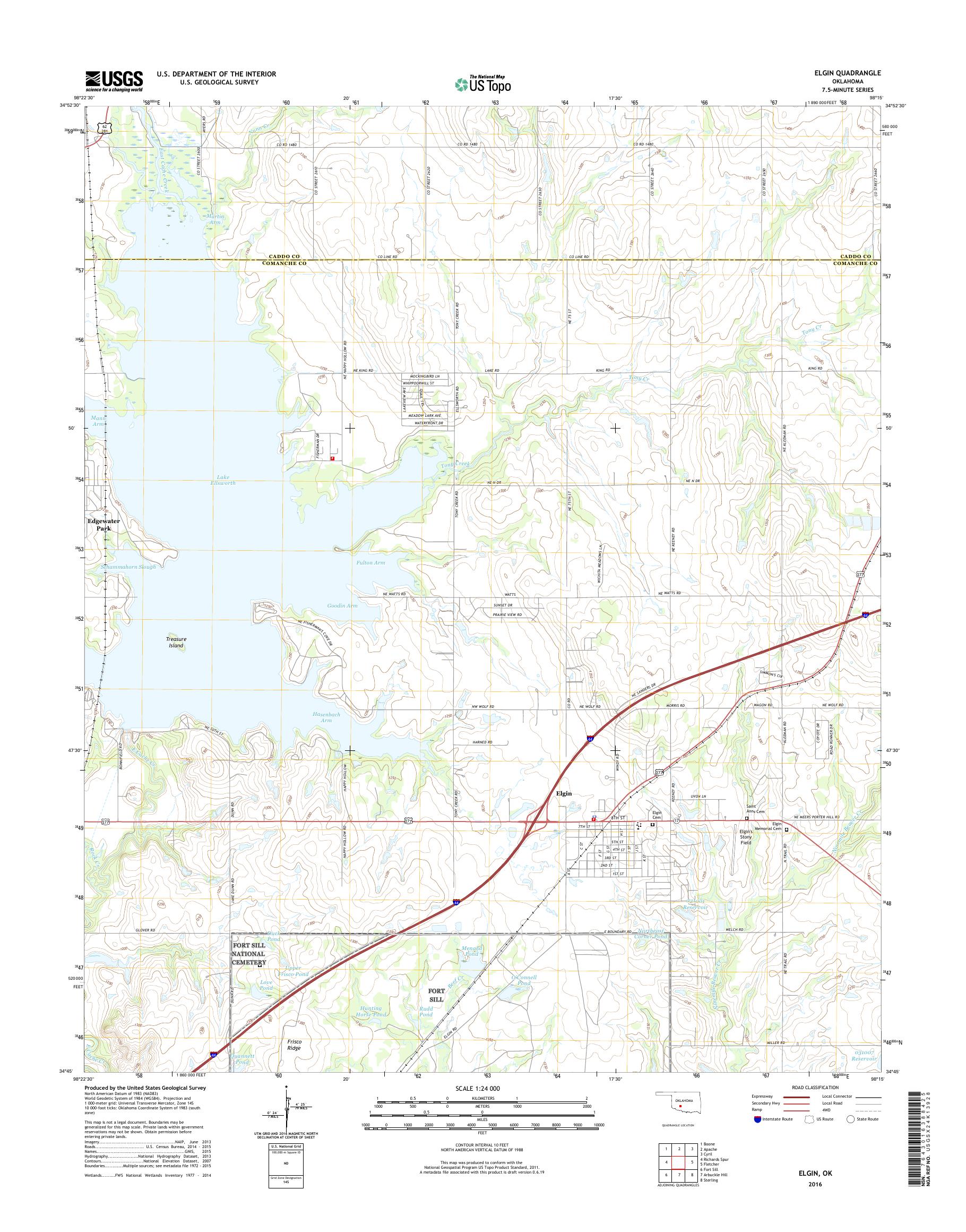MyTopo Elgin, Oklahoma USGS Quad Topo Map