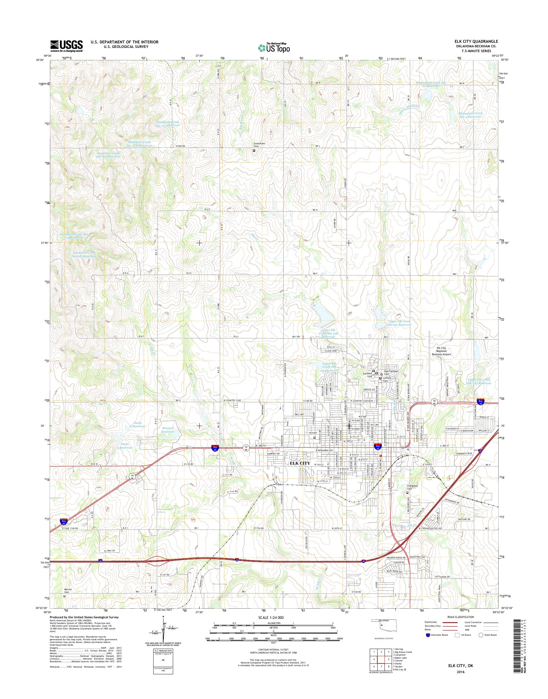 MyTopo Elk City, Oklahoma USGS Quad Topo Map