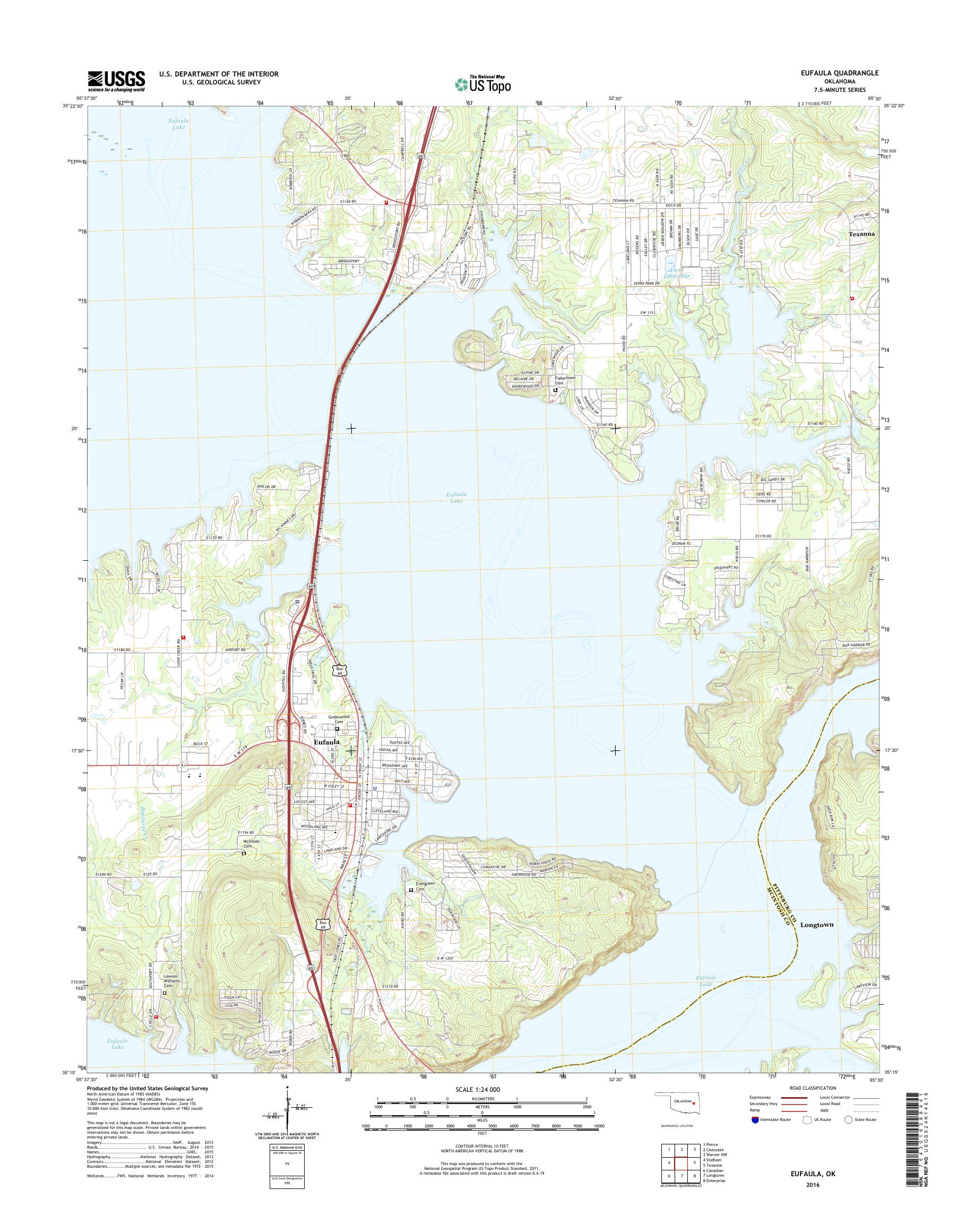 MyTopo Eufaula, Oklahoma USGS Quad Topo Map
