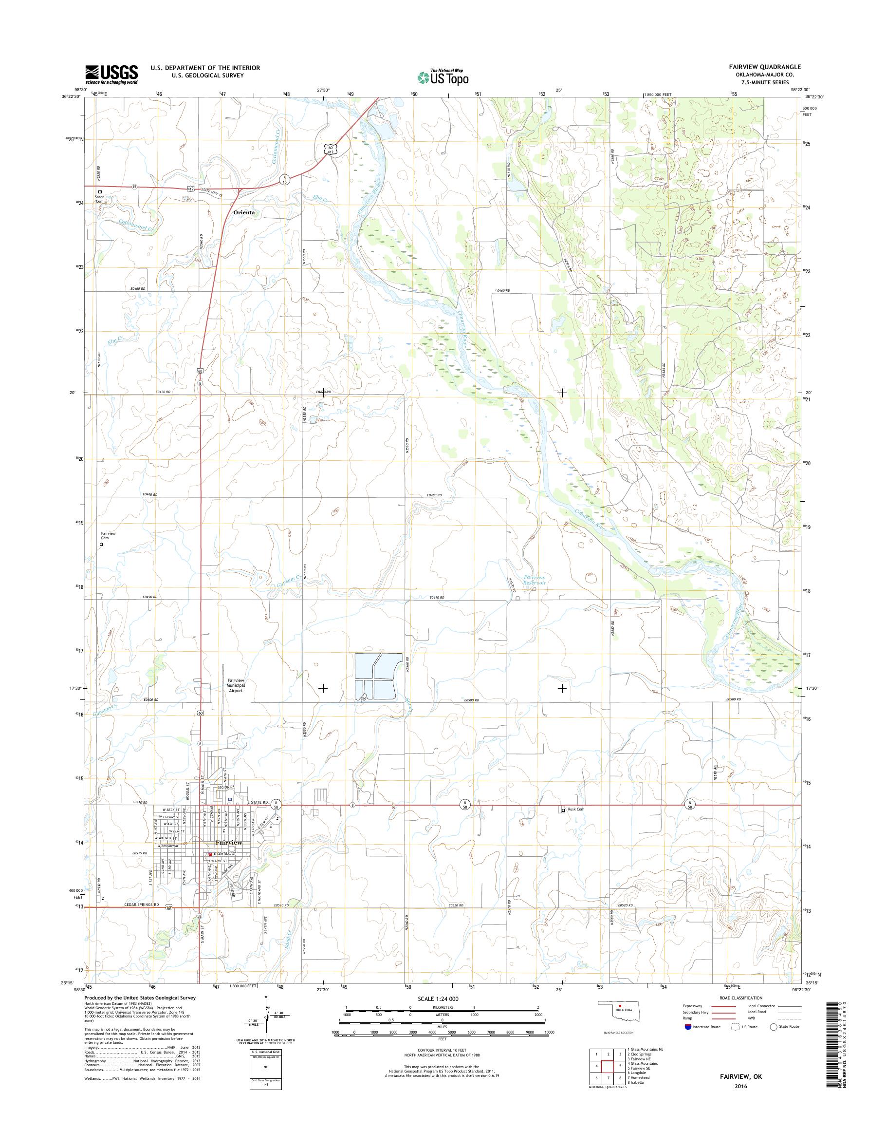 MyTopo Fairview, Oklahoma USGS Quad Topo Map