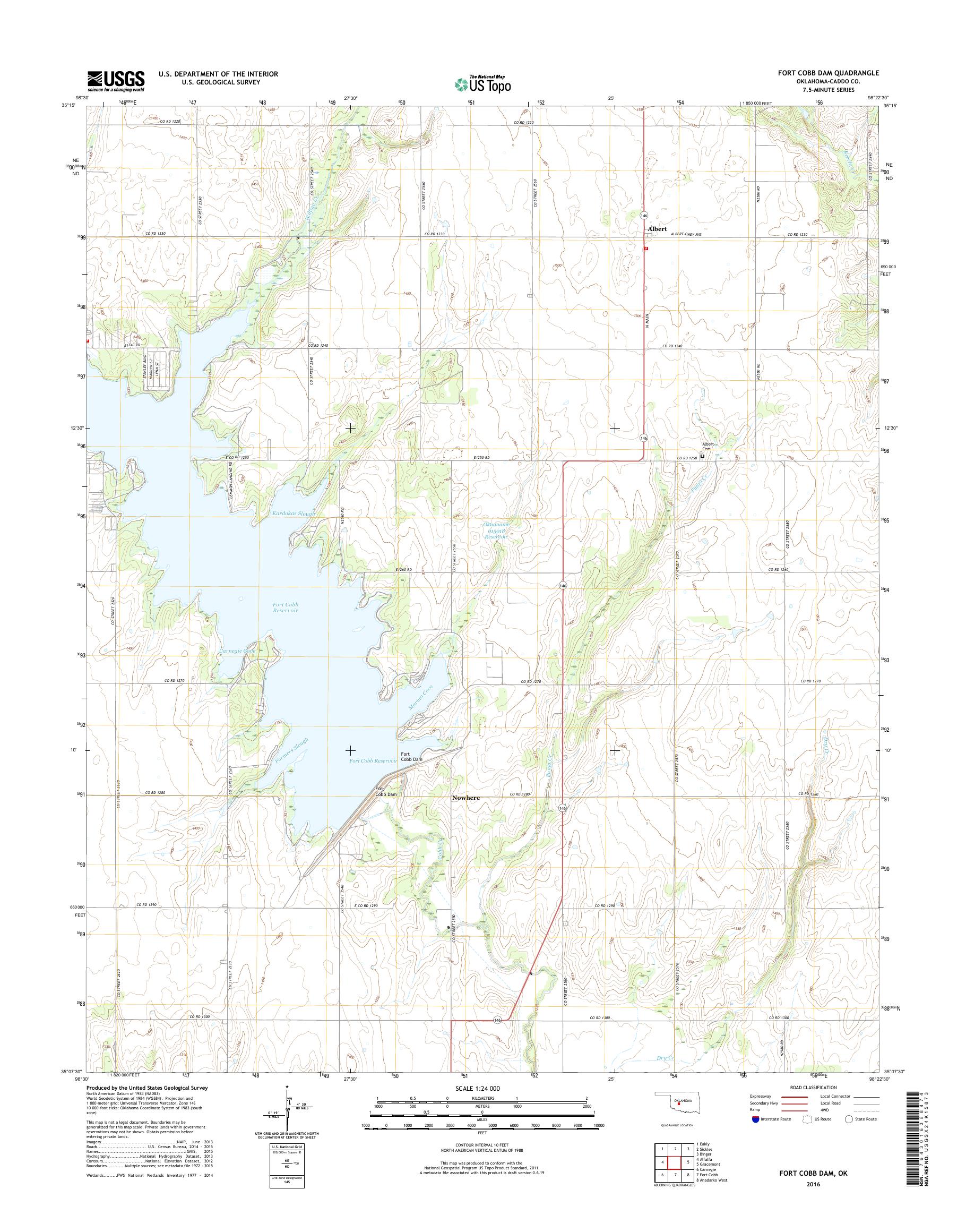 MyTopo Fort Cobb Dam, Oklahoma USGS Quad Topo Map
