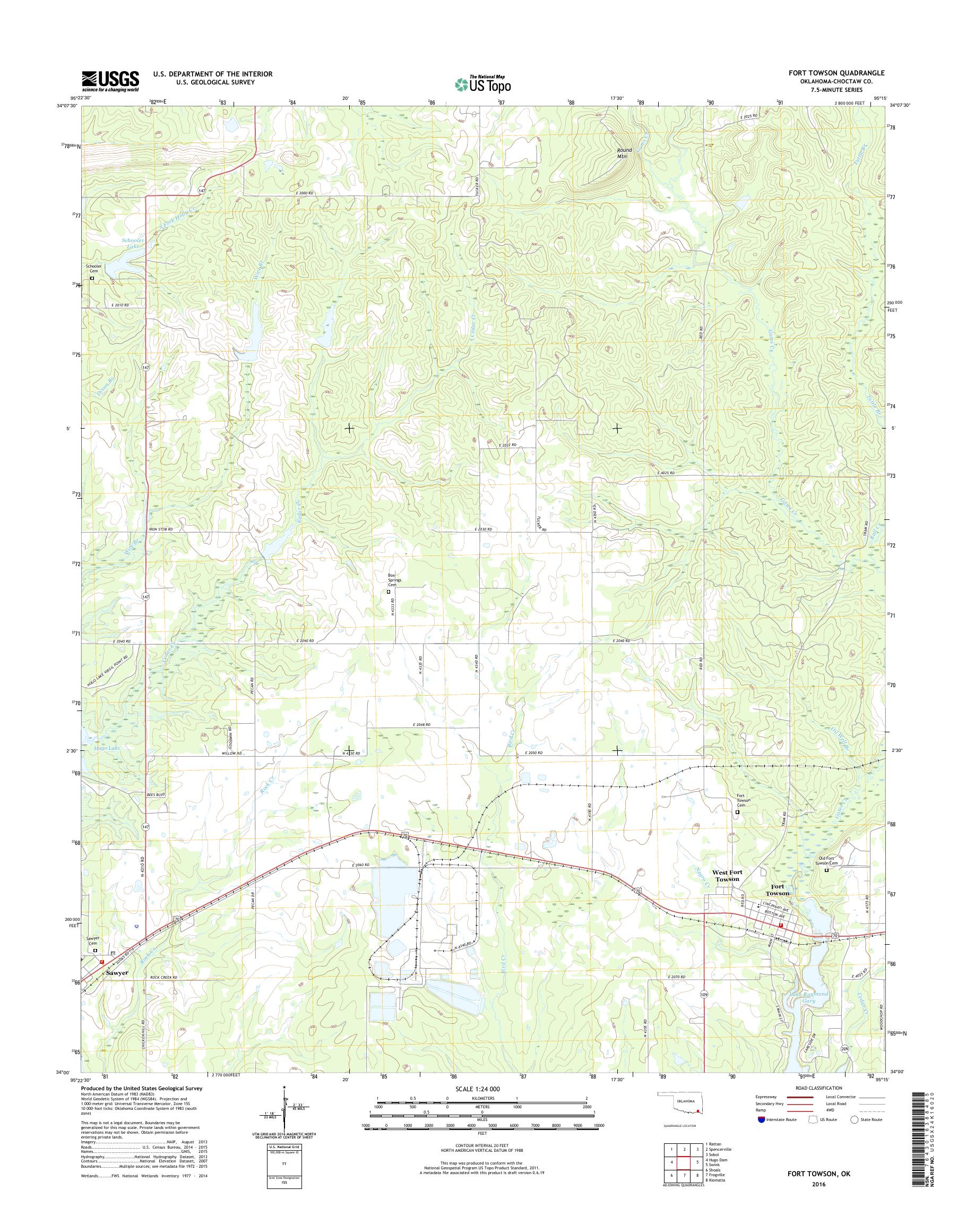 MyTopo Fort Towson, Oklahoma USGS Quad Topo Map