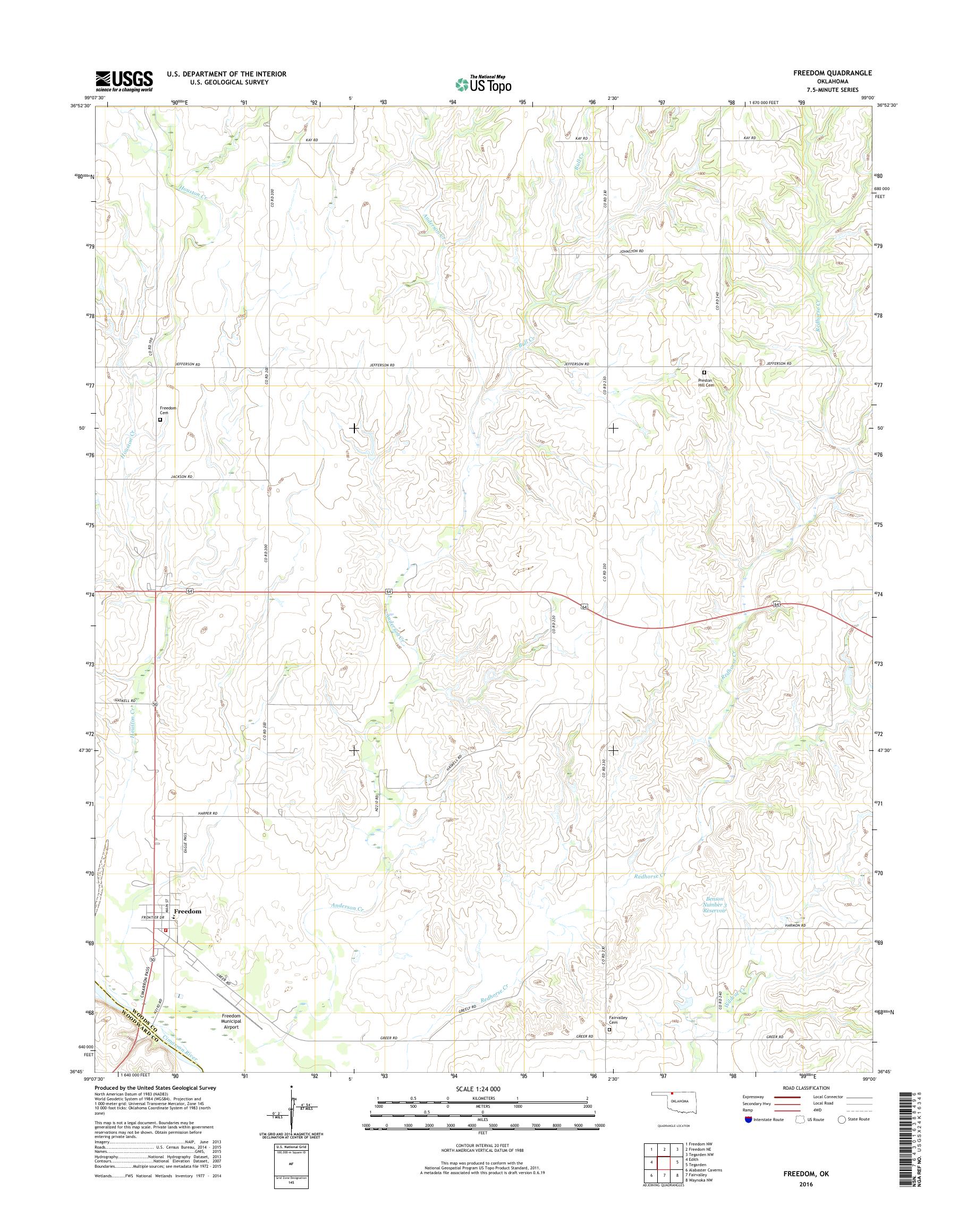 MyTopo Freedom, Oklahoma USGS Quad Topo Map