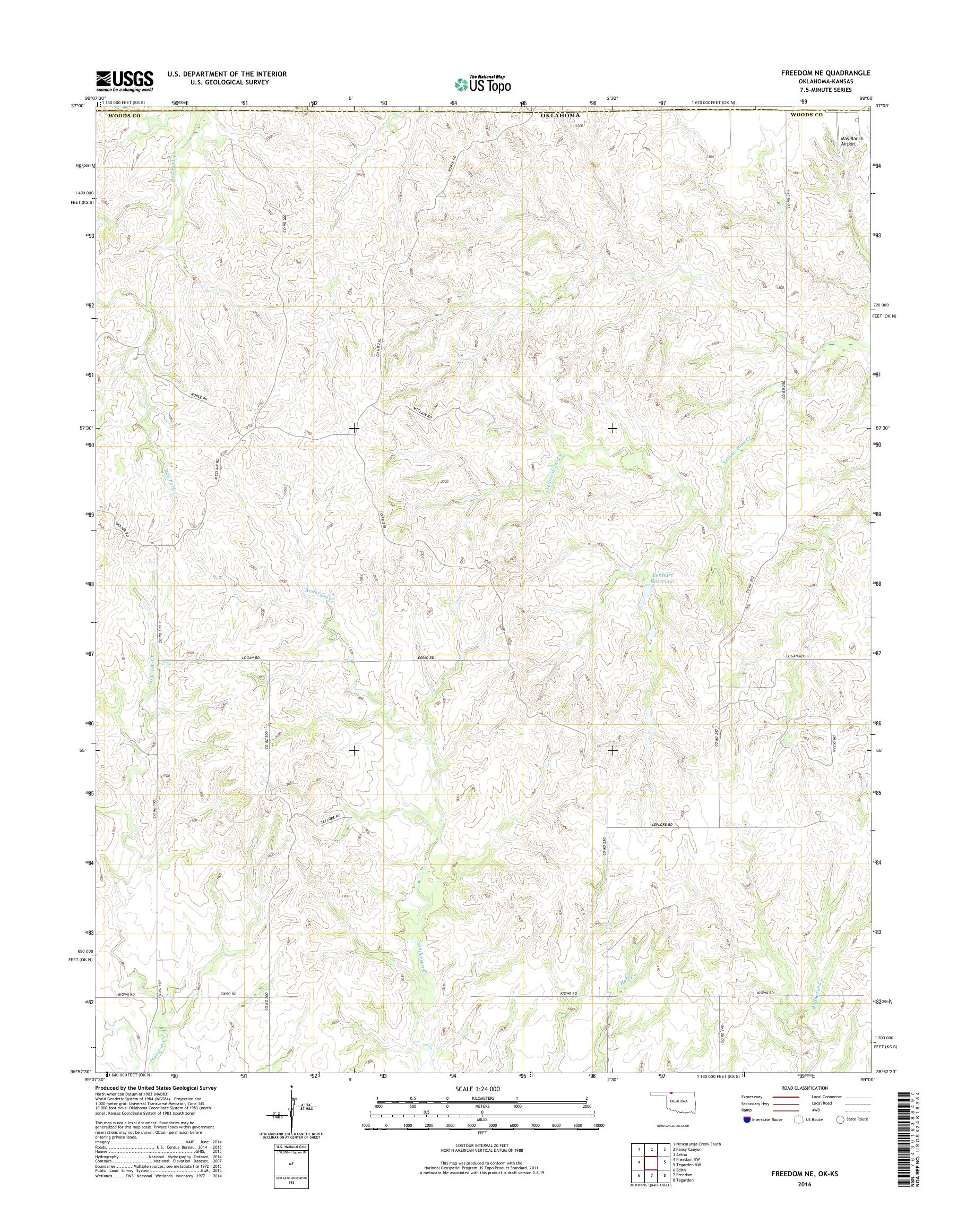 MyTopo Freedom NE, Oklahoma USGS Quad Topo Map