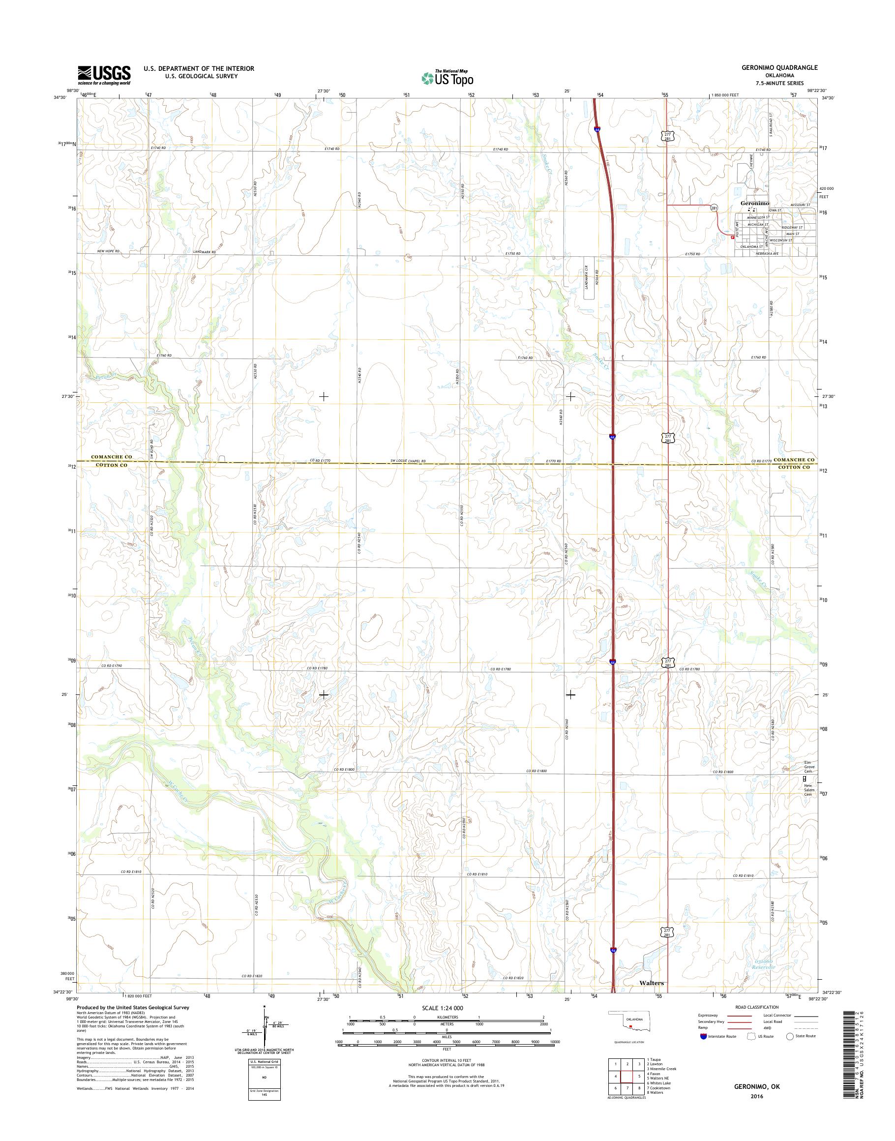 MyTopo Geronimo, Oklahoma USGS Quad Topo Map