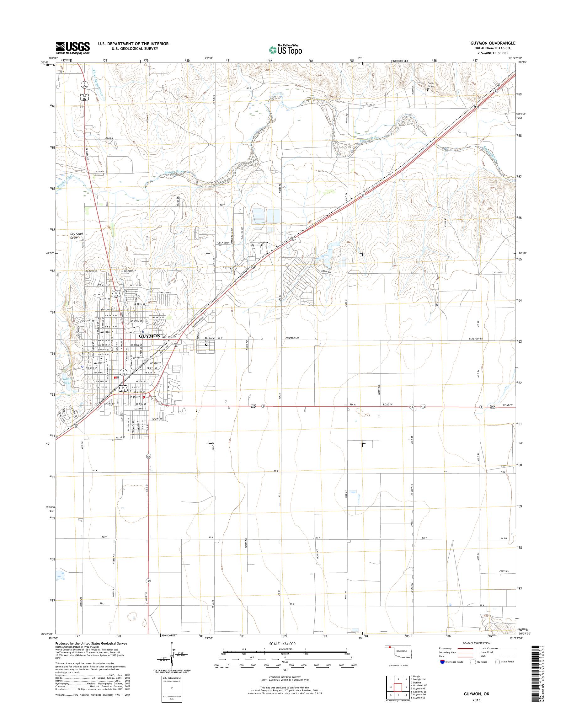 MyTopo Guymon, Oklahoma USGS Quad Topo Map