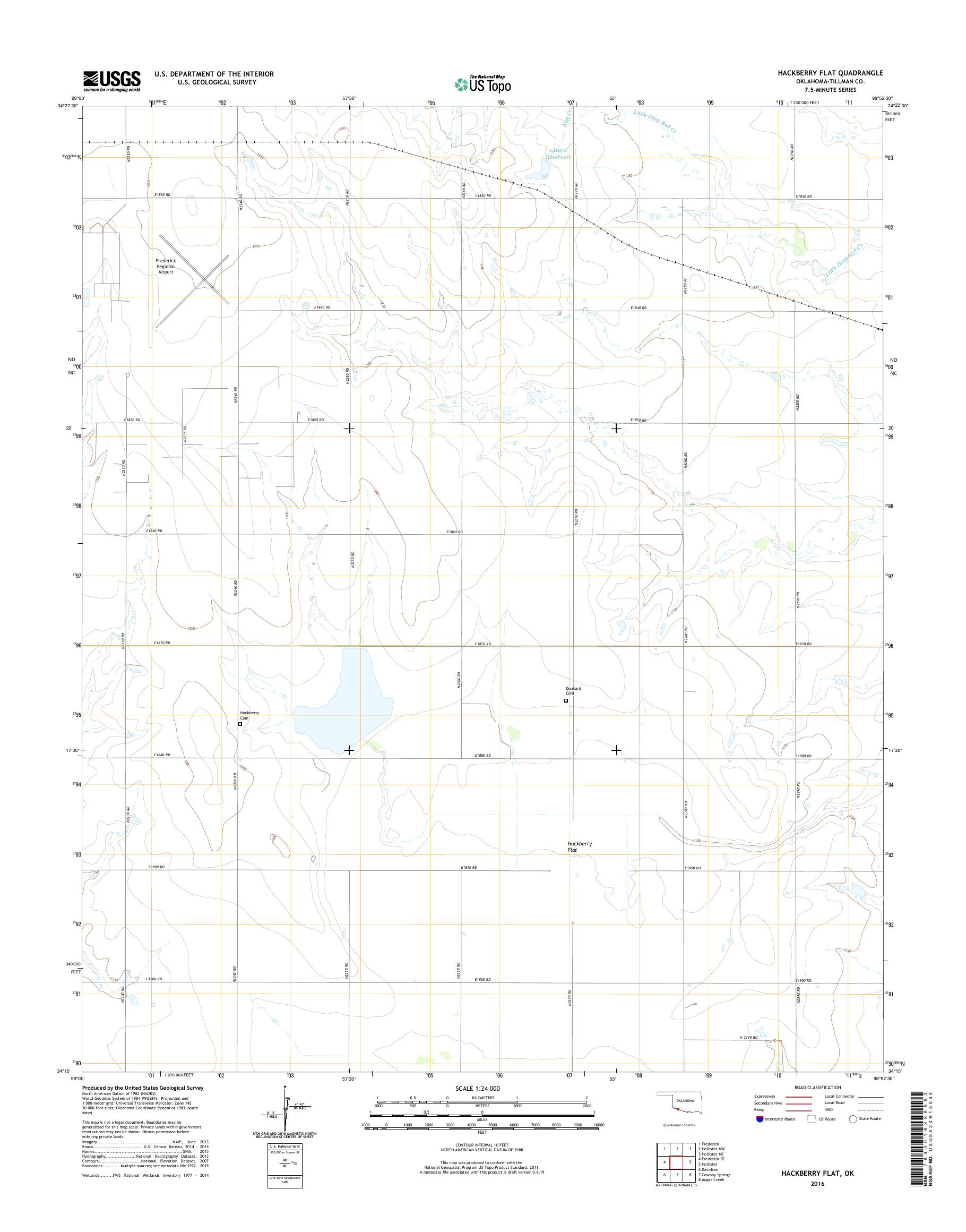 MyTopo Hackberry Flat, Oklahoma USGS Quad Topo Map