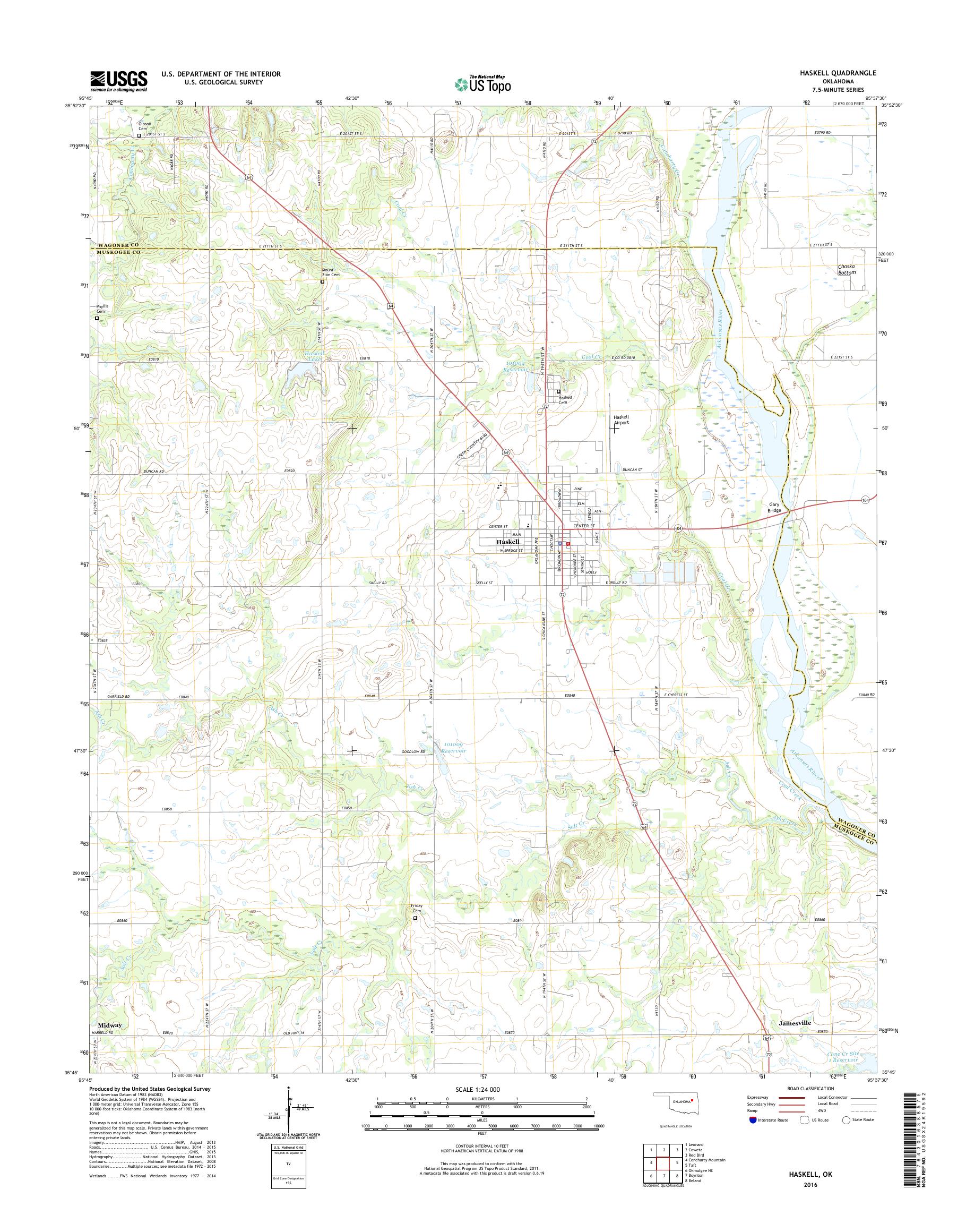 MyTopo Haskell, Oklahoma USGS Quad Topo Map