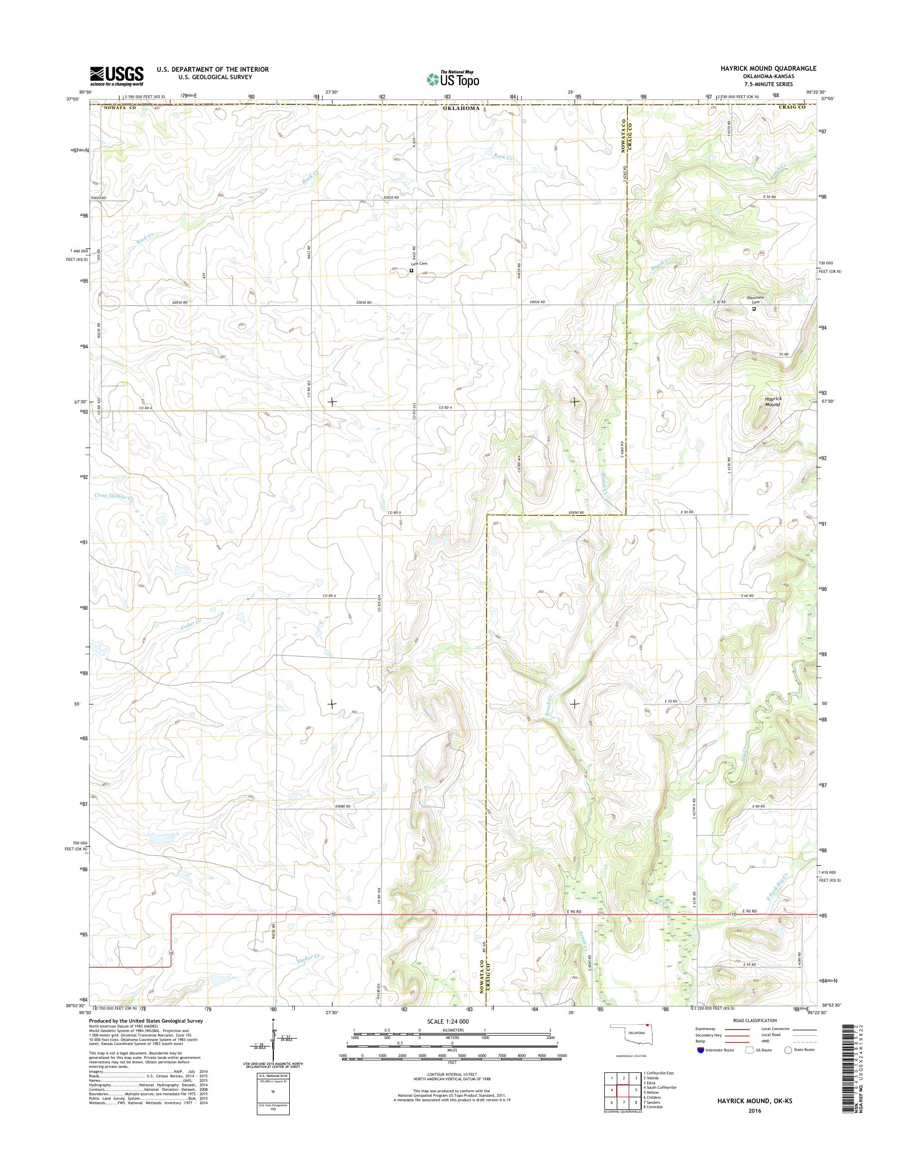 MyTopo Hayrick Mound, Oklahoma USGS Quad Topo Map
