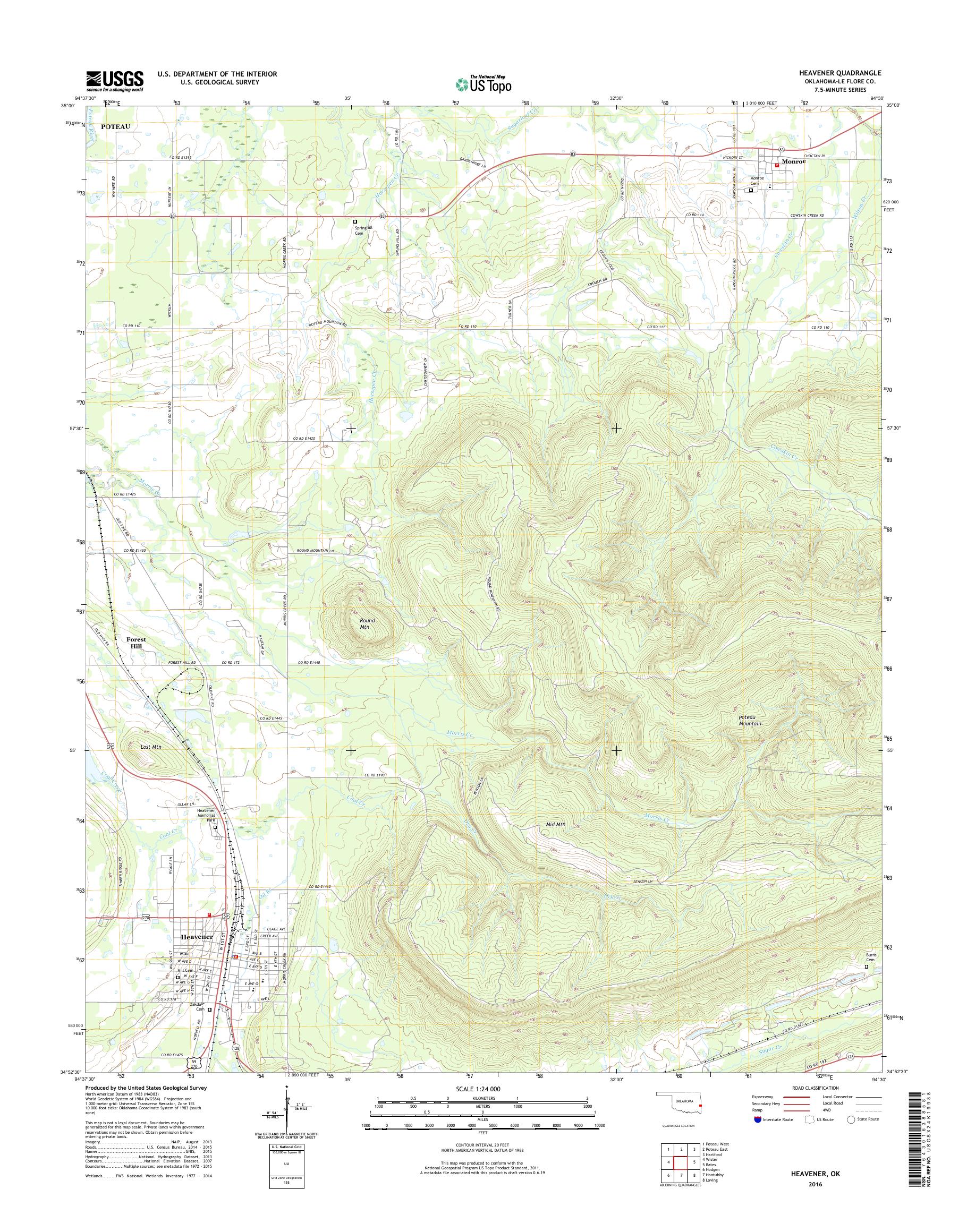 MyTopo Heavener, Oklahoma USGS Quad Topo Map