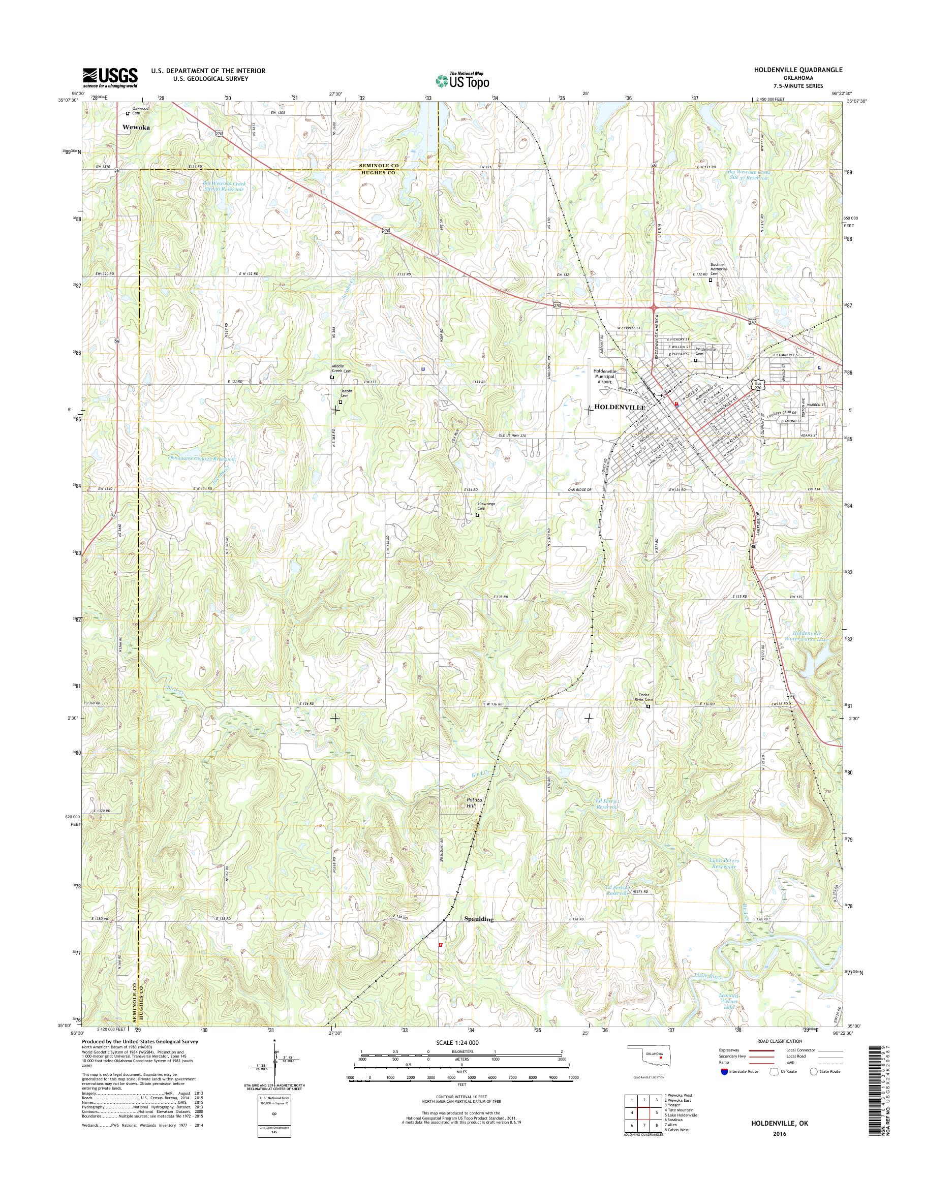 MyTopo Holdenville, Oklahoma USGS Quad Topo Map