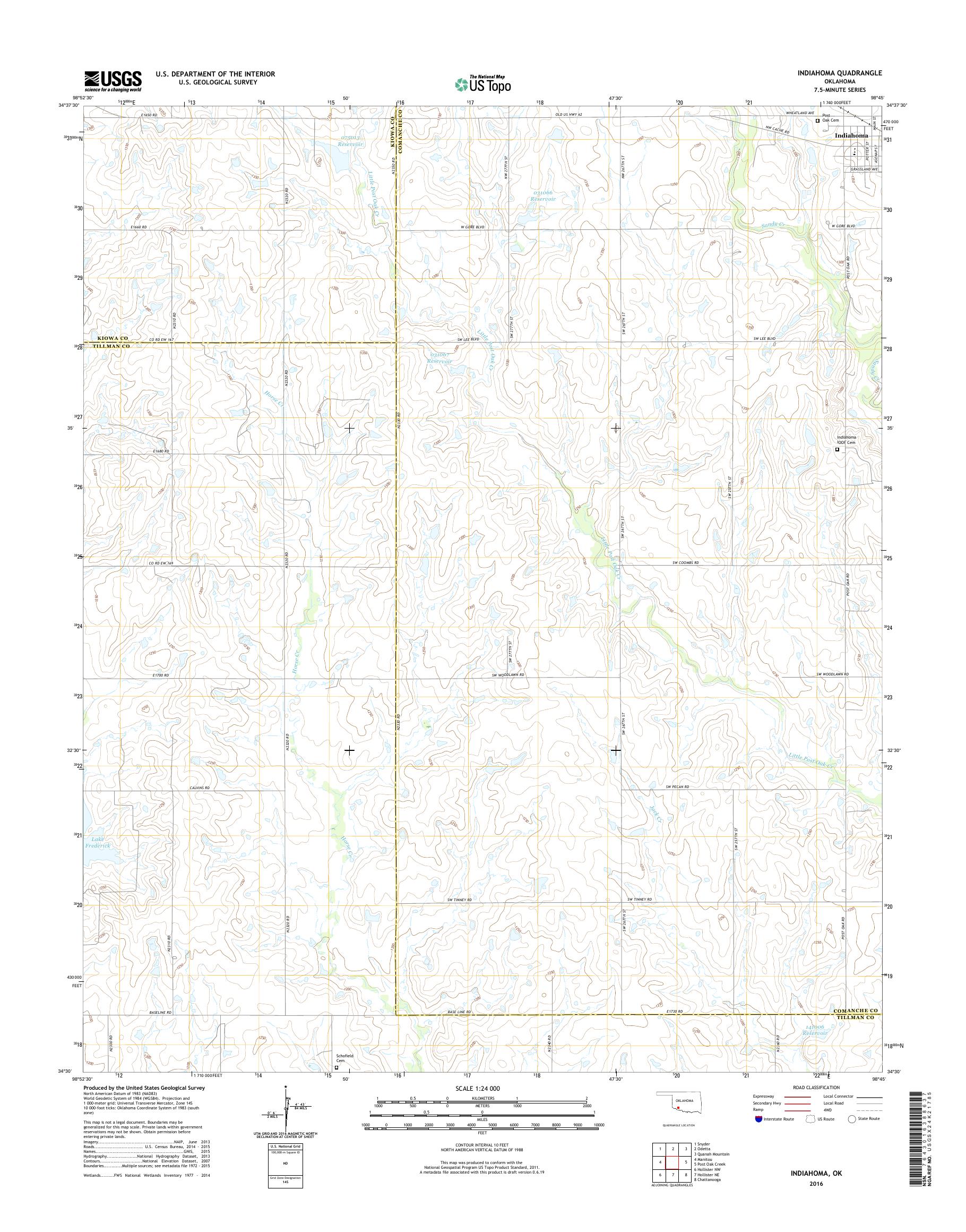 MyTopo Indiahoma, Oklahoma USGS Quad Topo Map