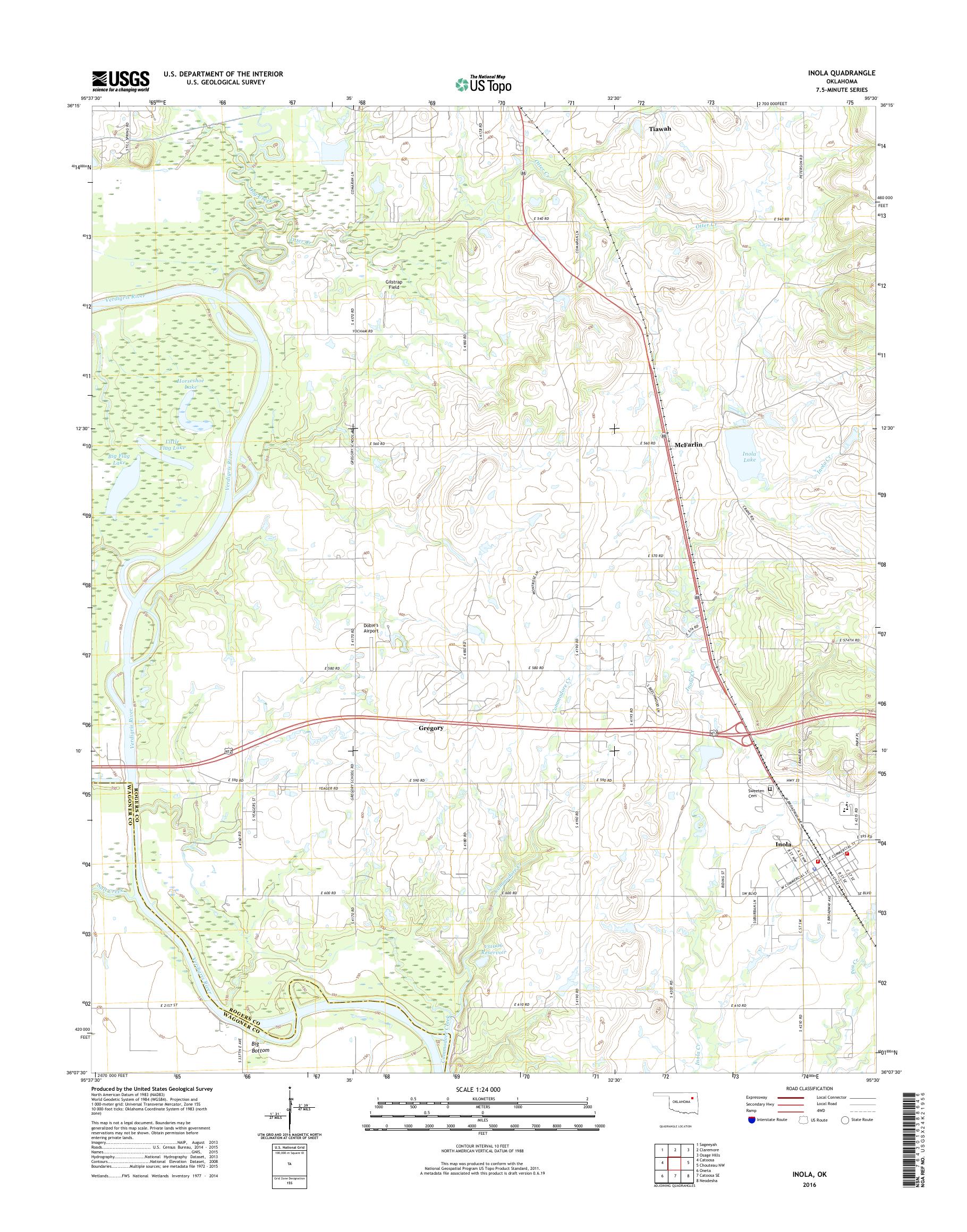 MyTopo Inola, Oklahoma USGS Quad Topo Map