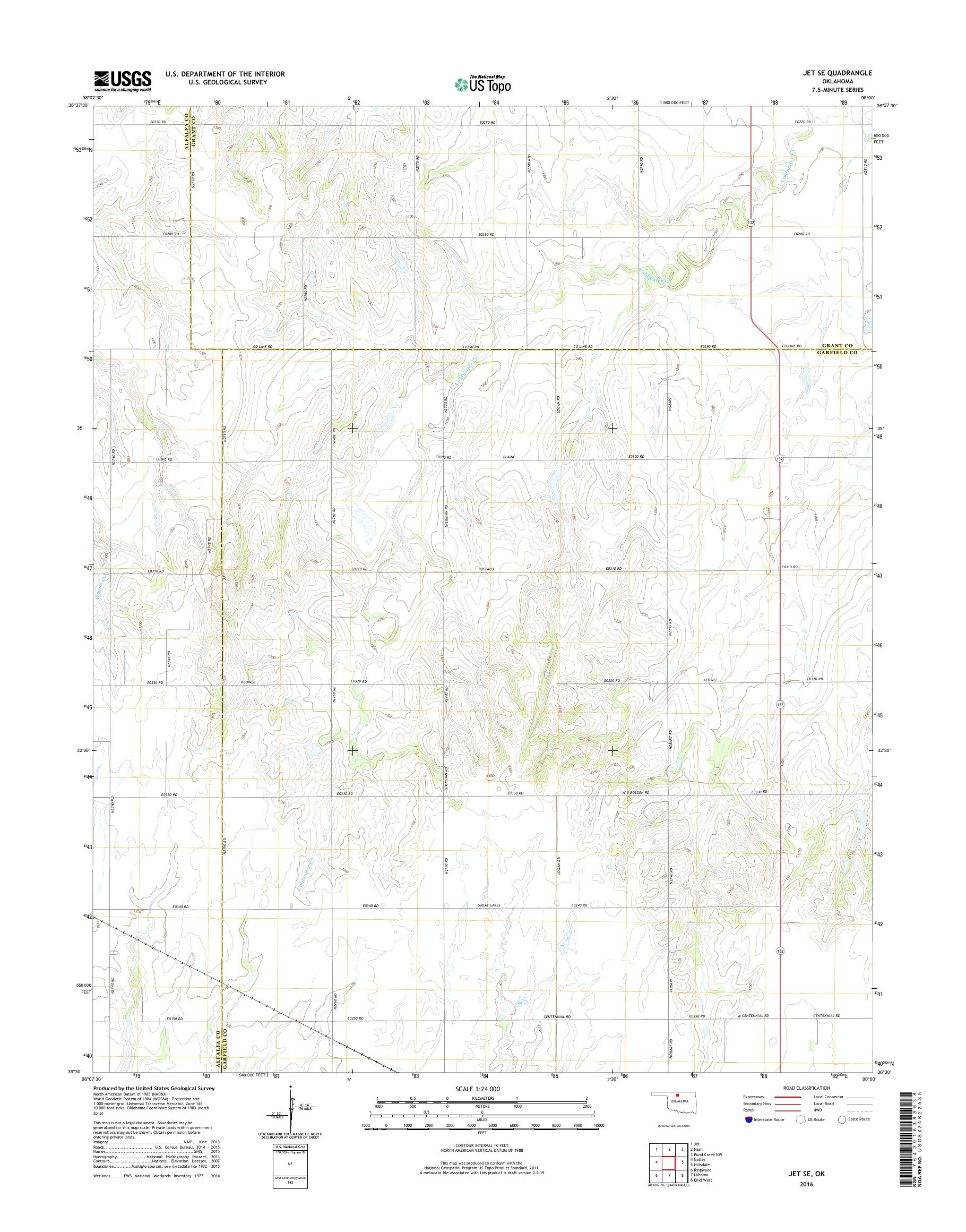 MyTopo Jet SE, Oklahoma USGS Quad Topo Map