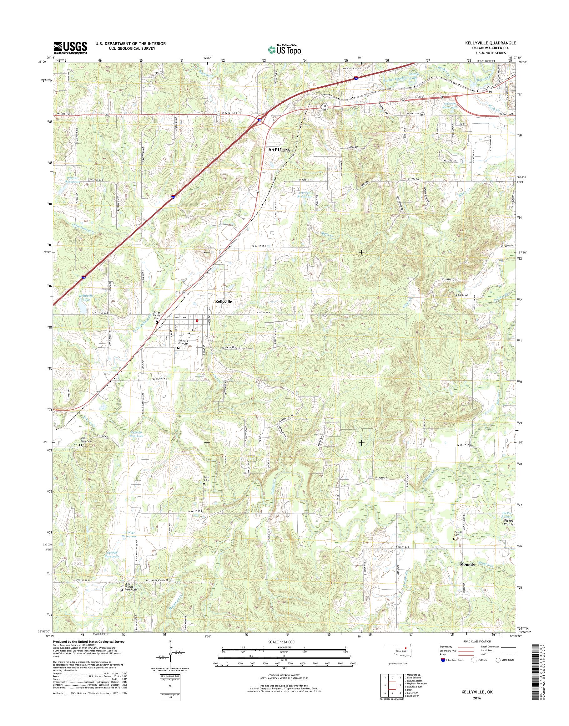 MyTopo Kellyville, Oklahoma USGS Quad Topo Map