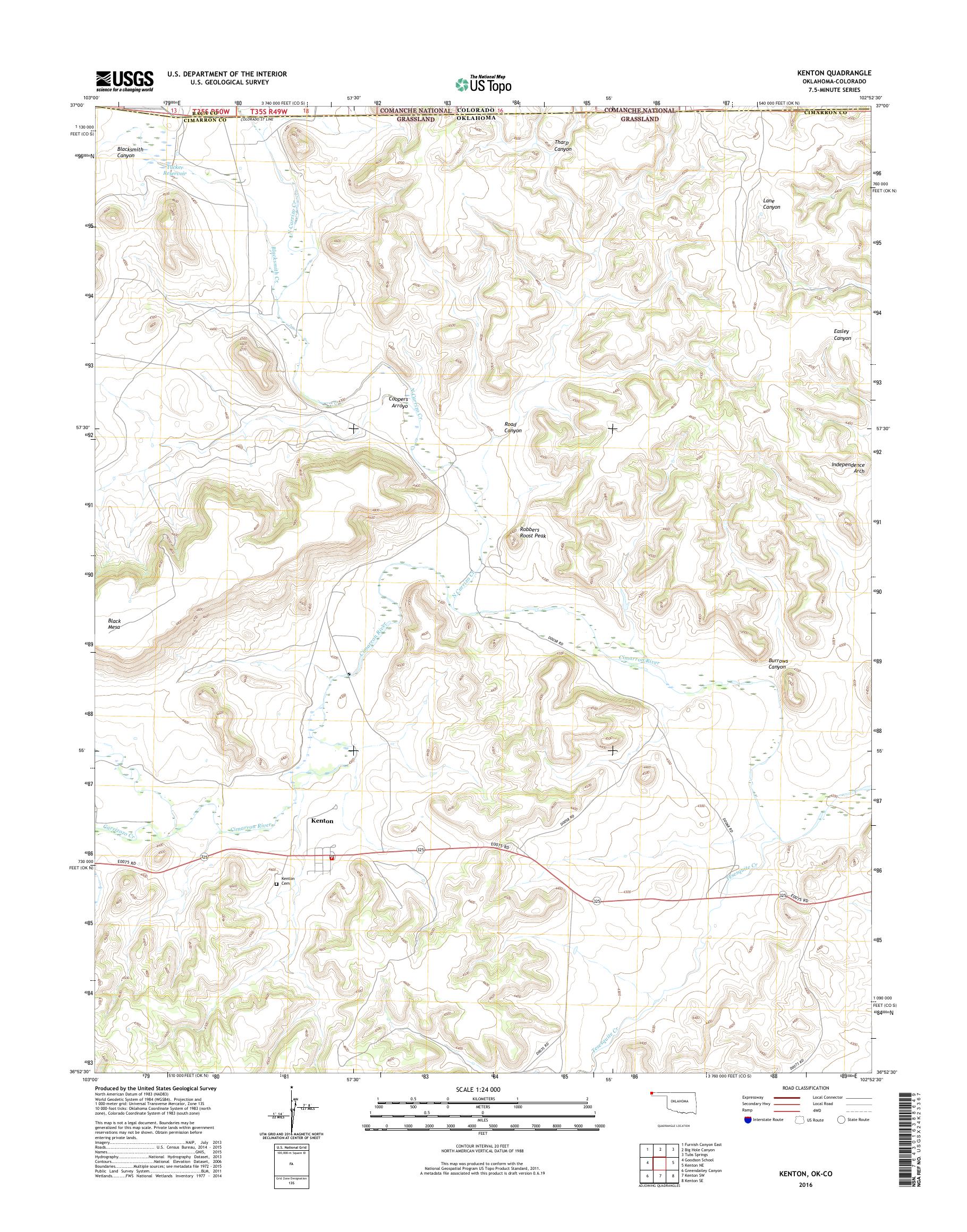 MyTopo Kenton, Oklahoma USGS Quad Topo Map