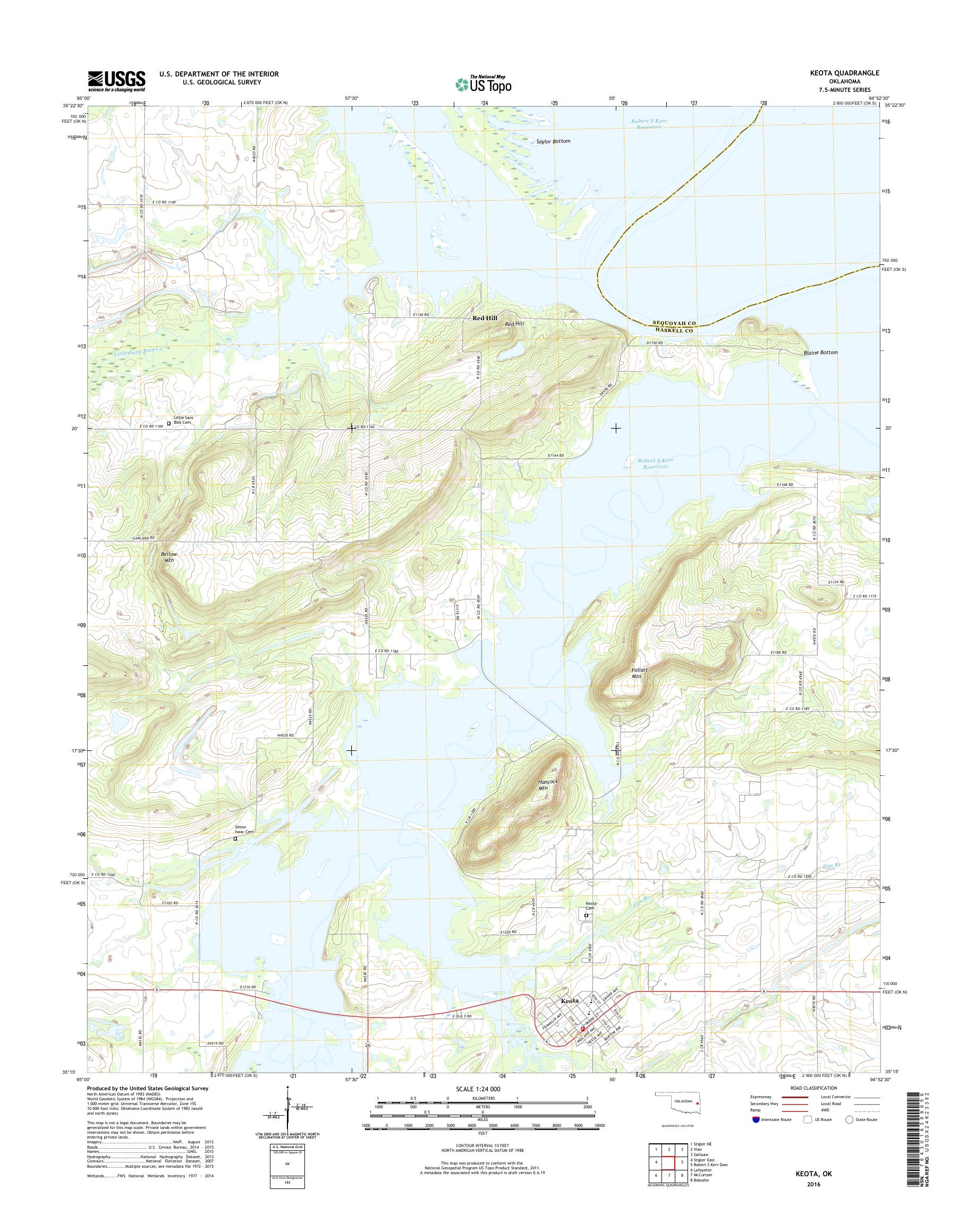 MyTopo Keota, Oklahoma USGS Quad Topo Map