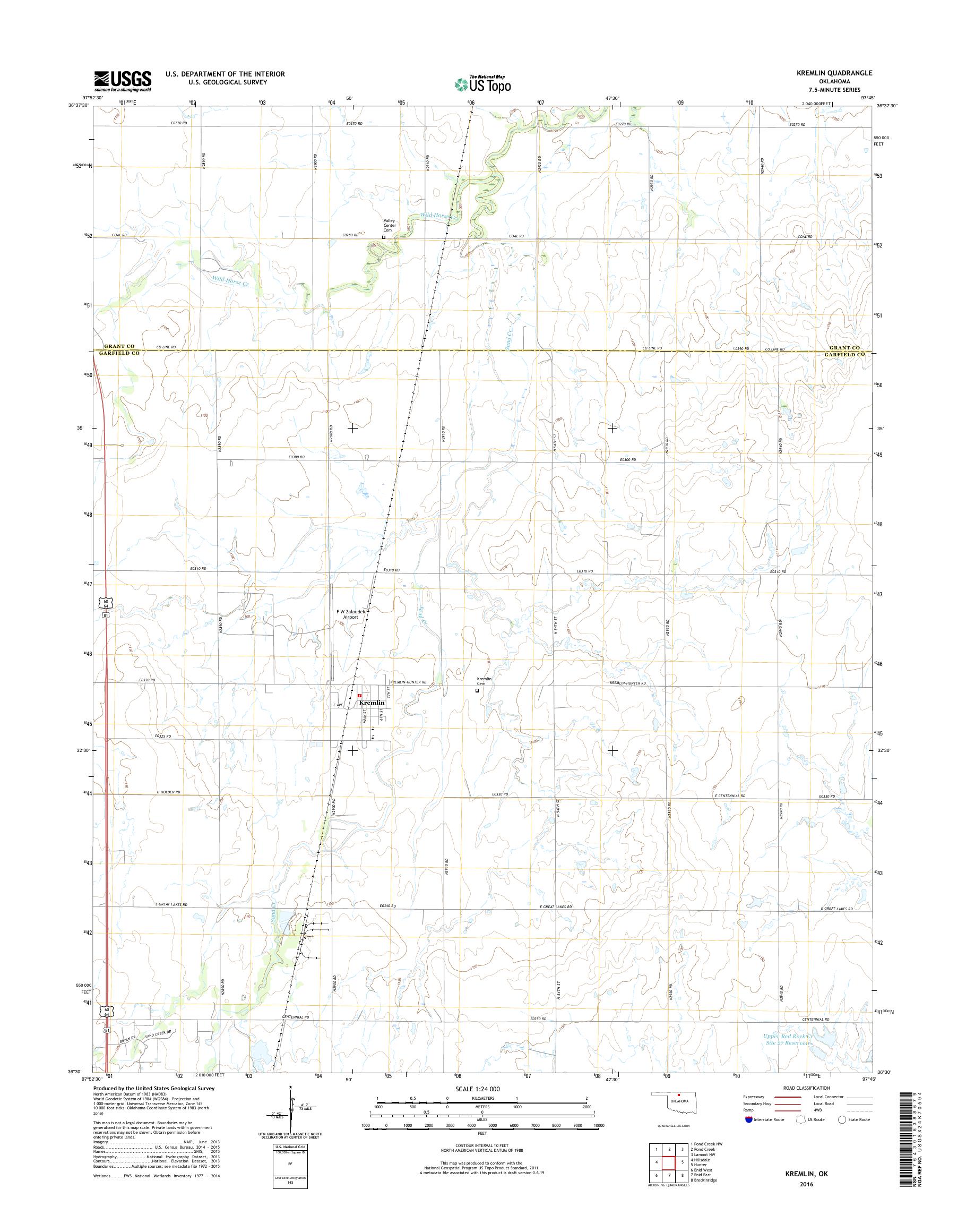MyTopo Kremlin, Oklahoma USGS Quad Topo Map