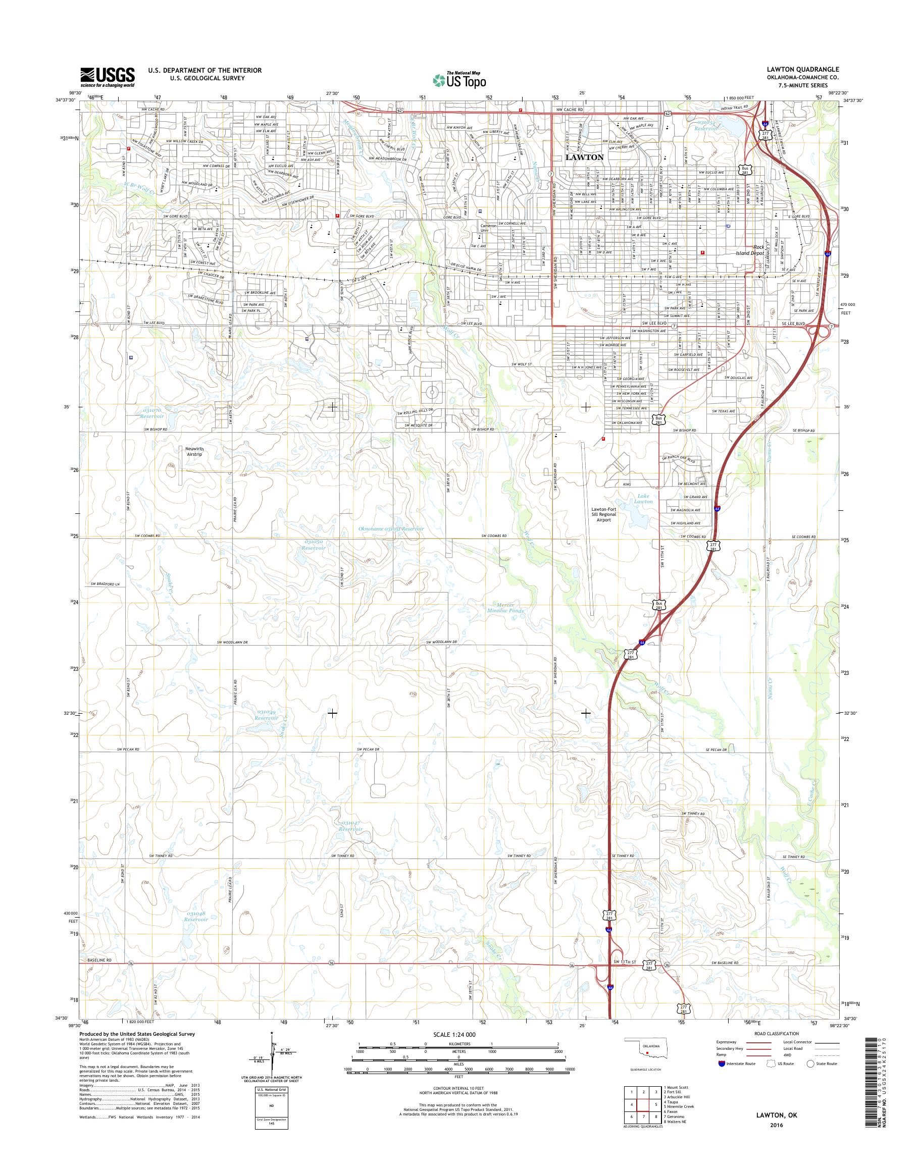 MyTopo Lawton, Oklahoma USGS Quad Topo Map