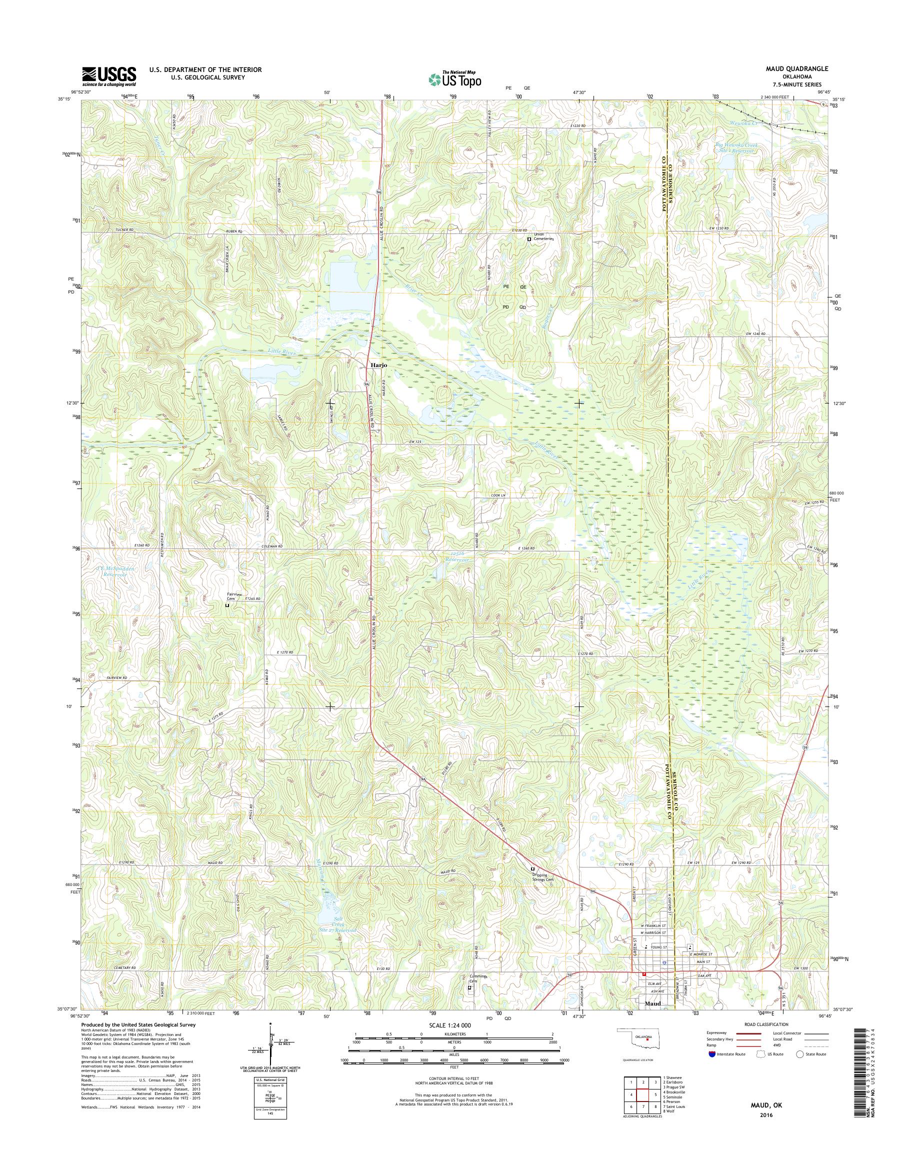 MyTopo Maud, Oklahoma USGS Quad Topo Map