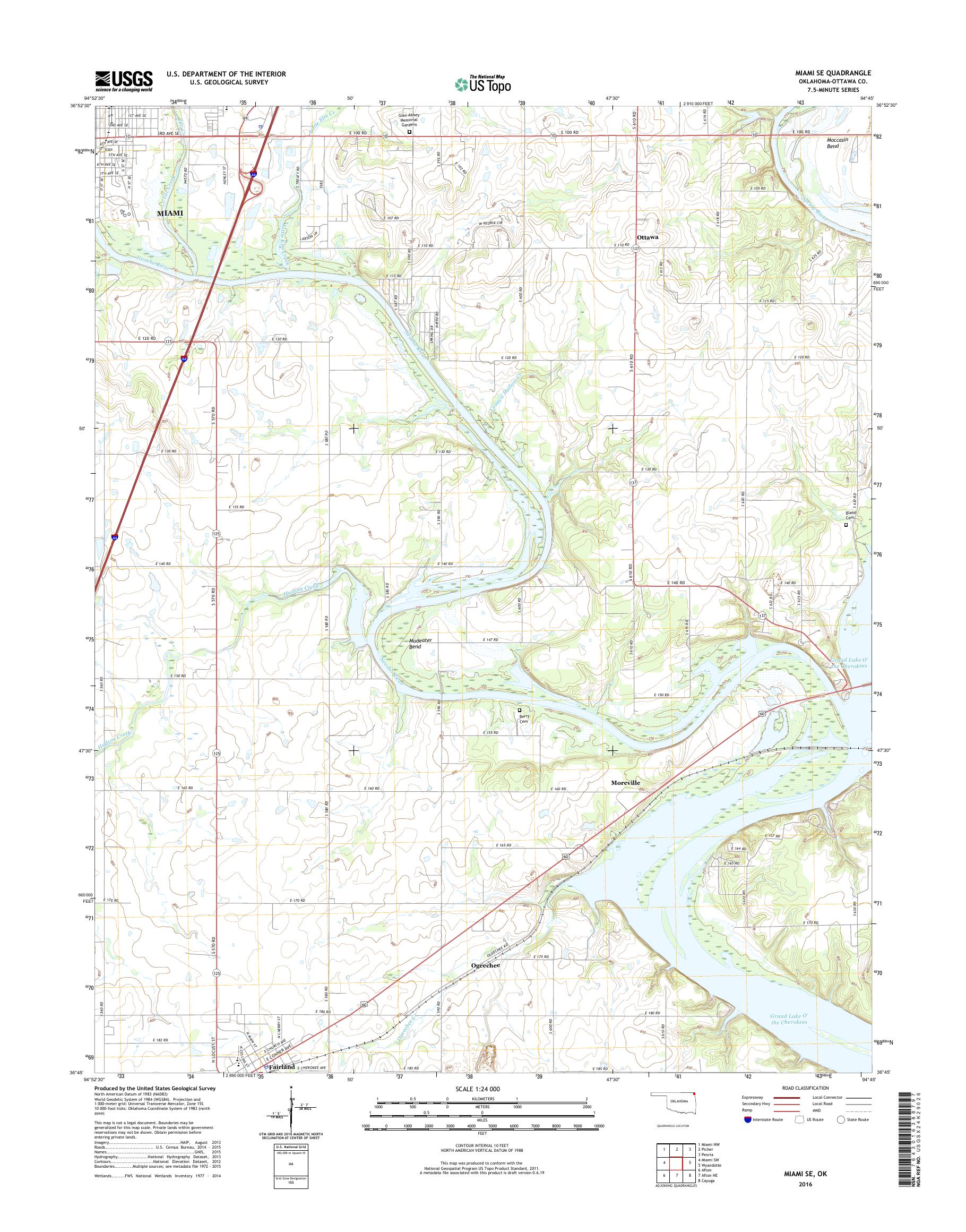 MyTopo Miami SE, Oklahoma USGS Quad Topo Map