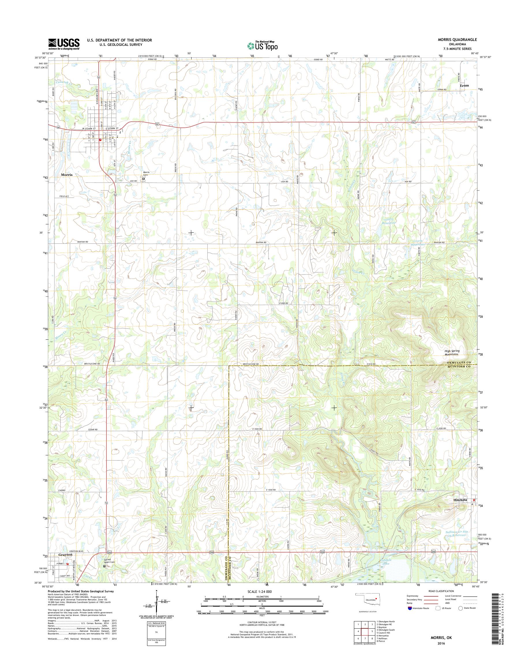 MyTopo Morris, Oklahoma USGS Quad Topo Map