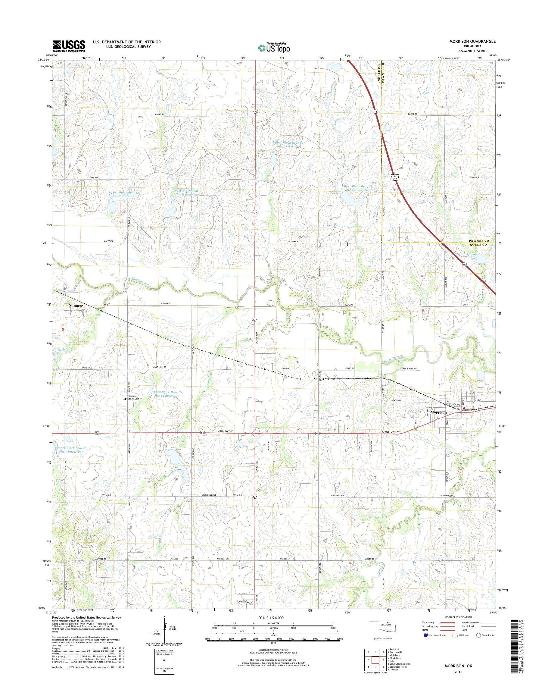 MyTopo Morrison, Oklahoma USGS Quad Topo Map