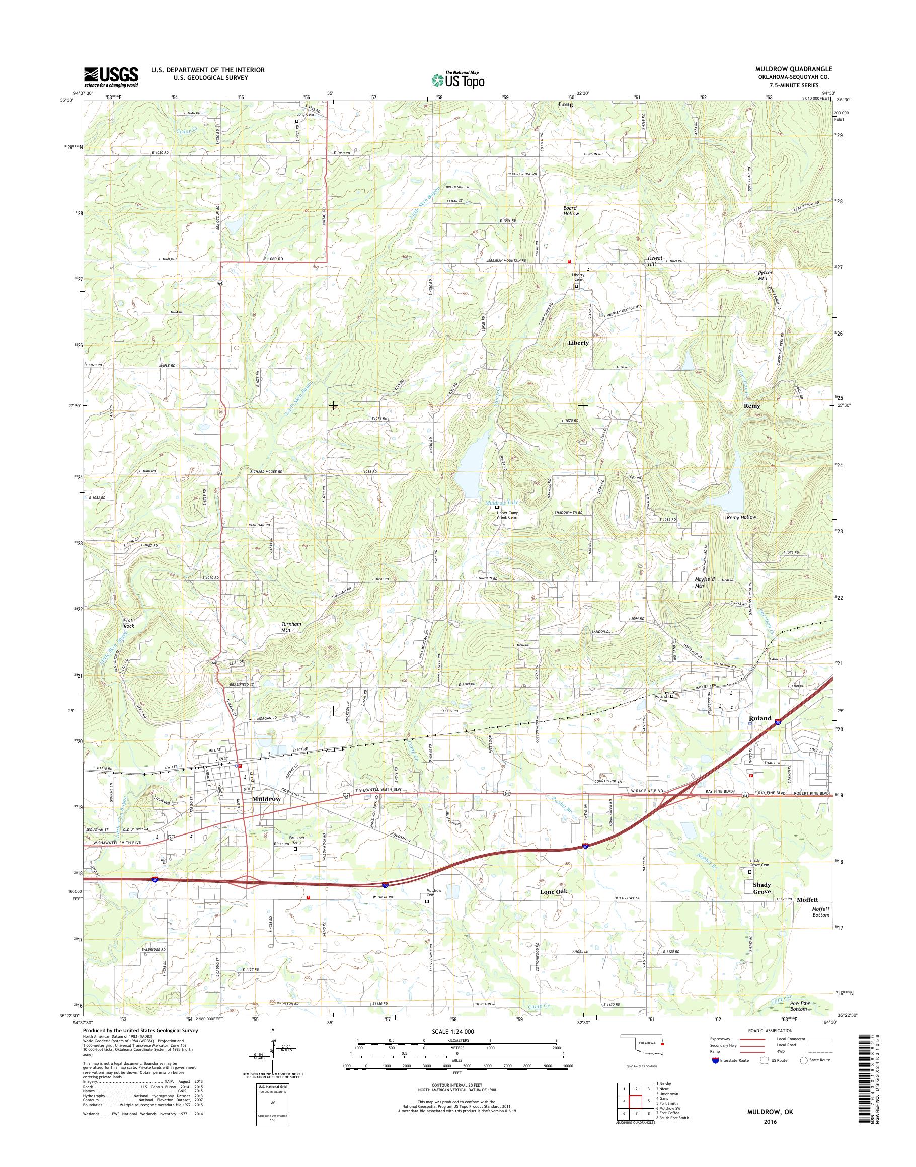 MyTopo Muldrow, Oklahoma USGS Quad Topo Map