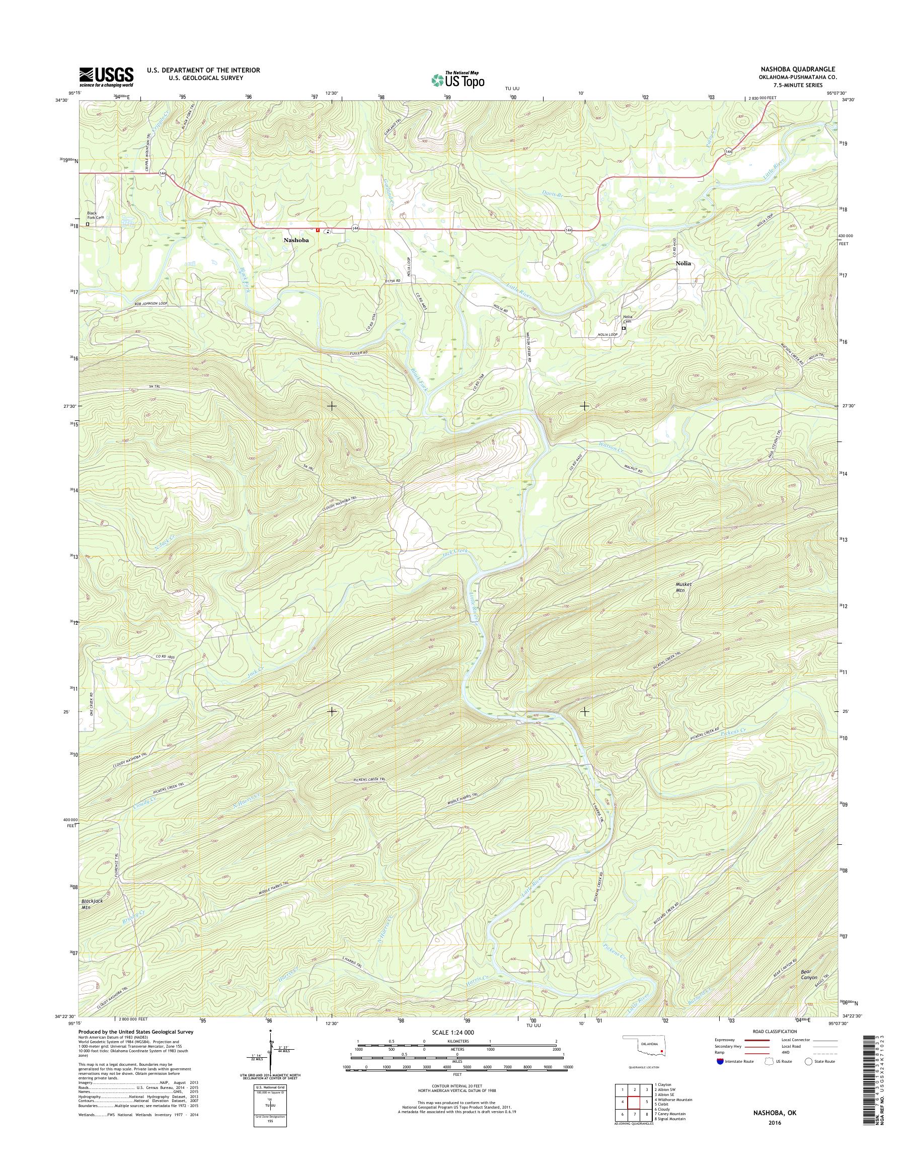 MyTopo Nashoba, Oklahoma USGS Quad Topo Map