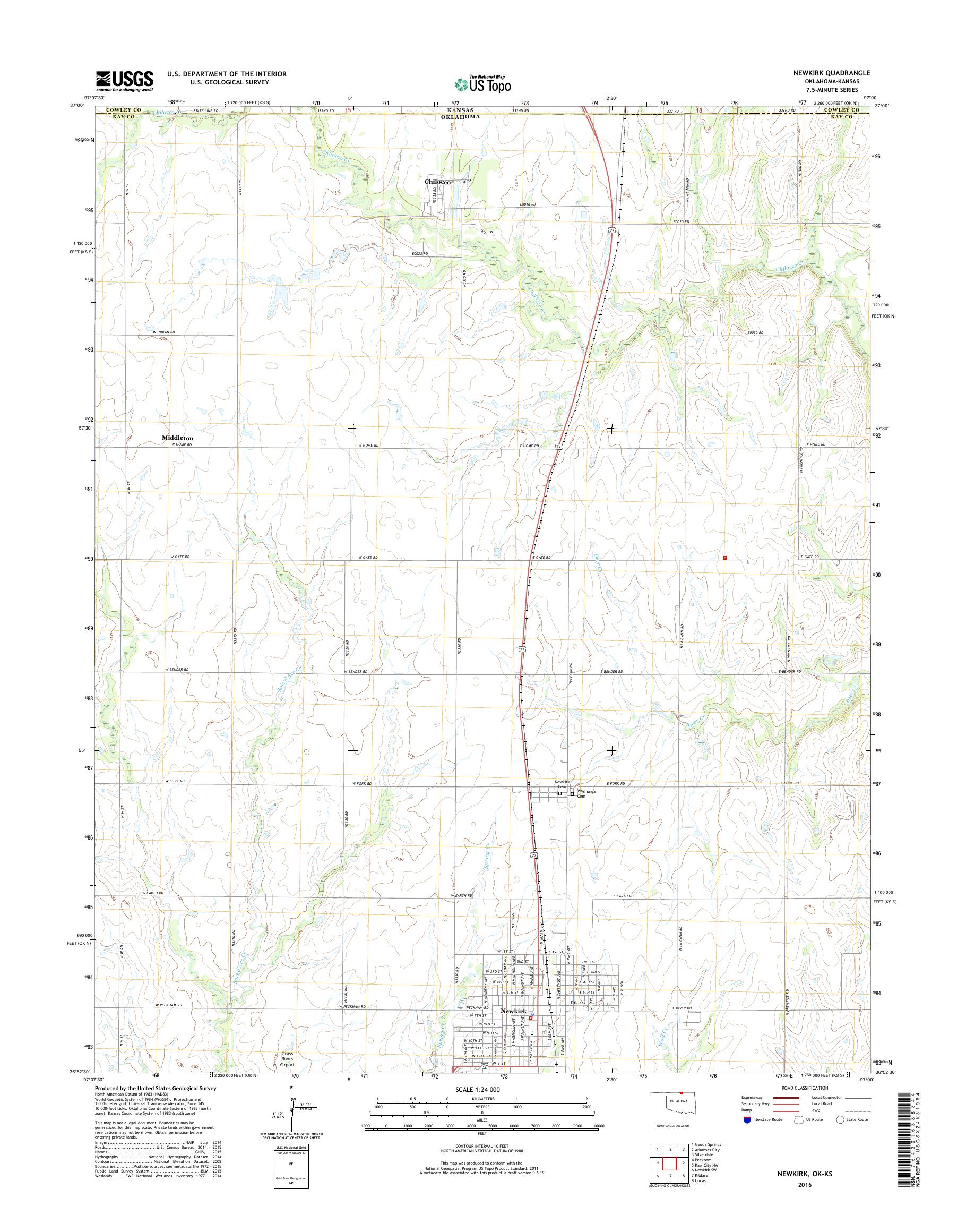 MyTopo Newkirk, Oklahoma USGS Quad Topo Map