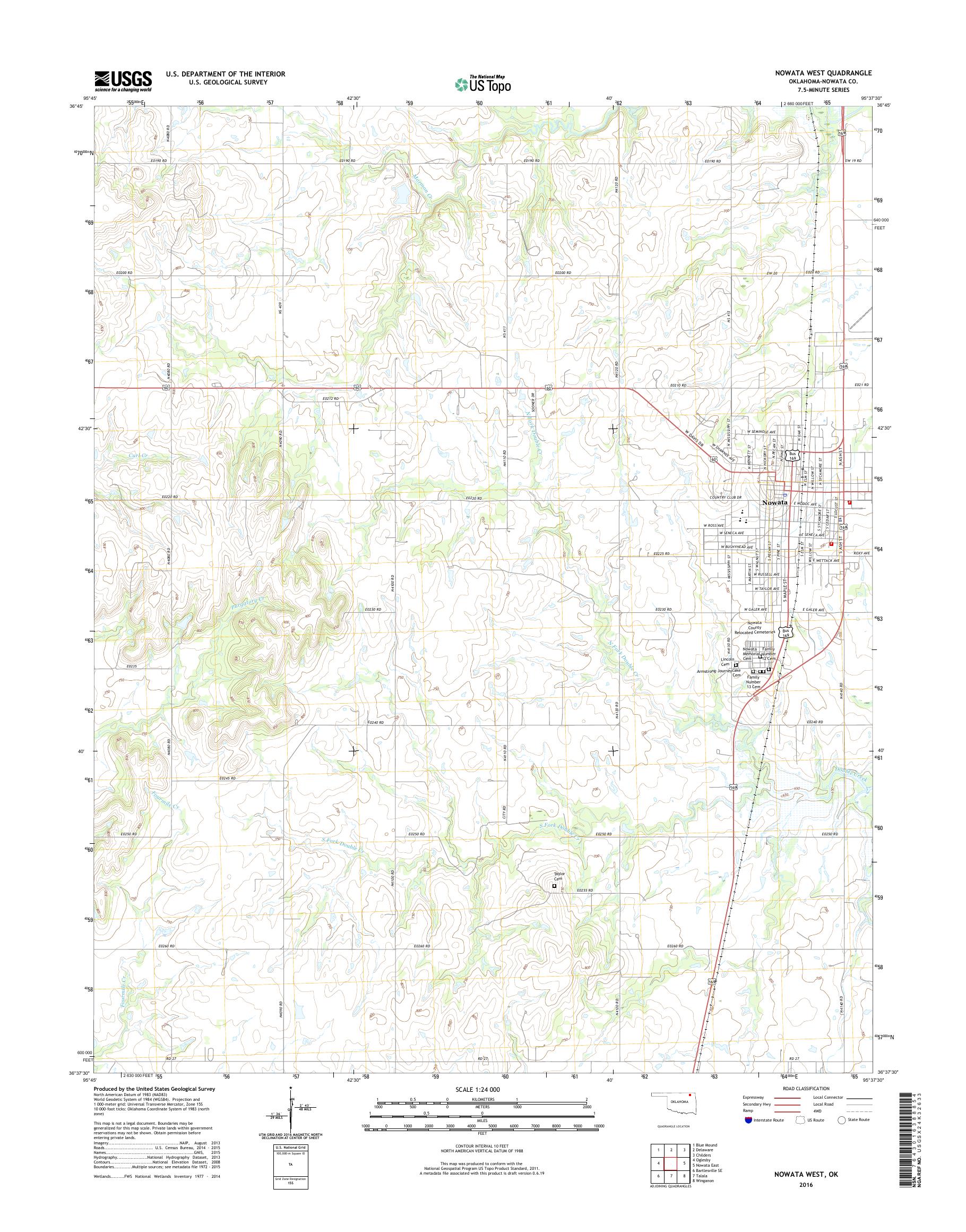 MyTopo Nowata West, Oklahoma USGS Quad Topo Map